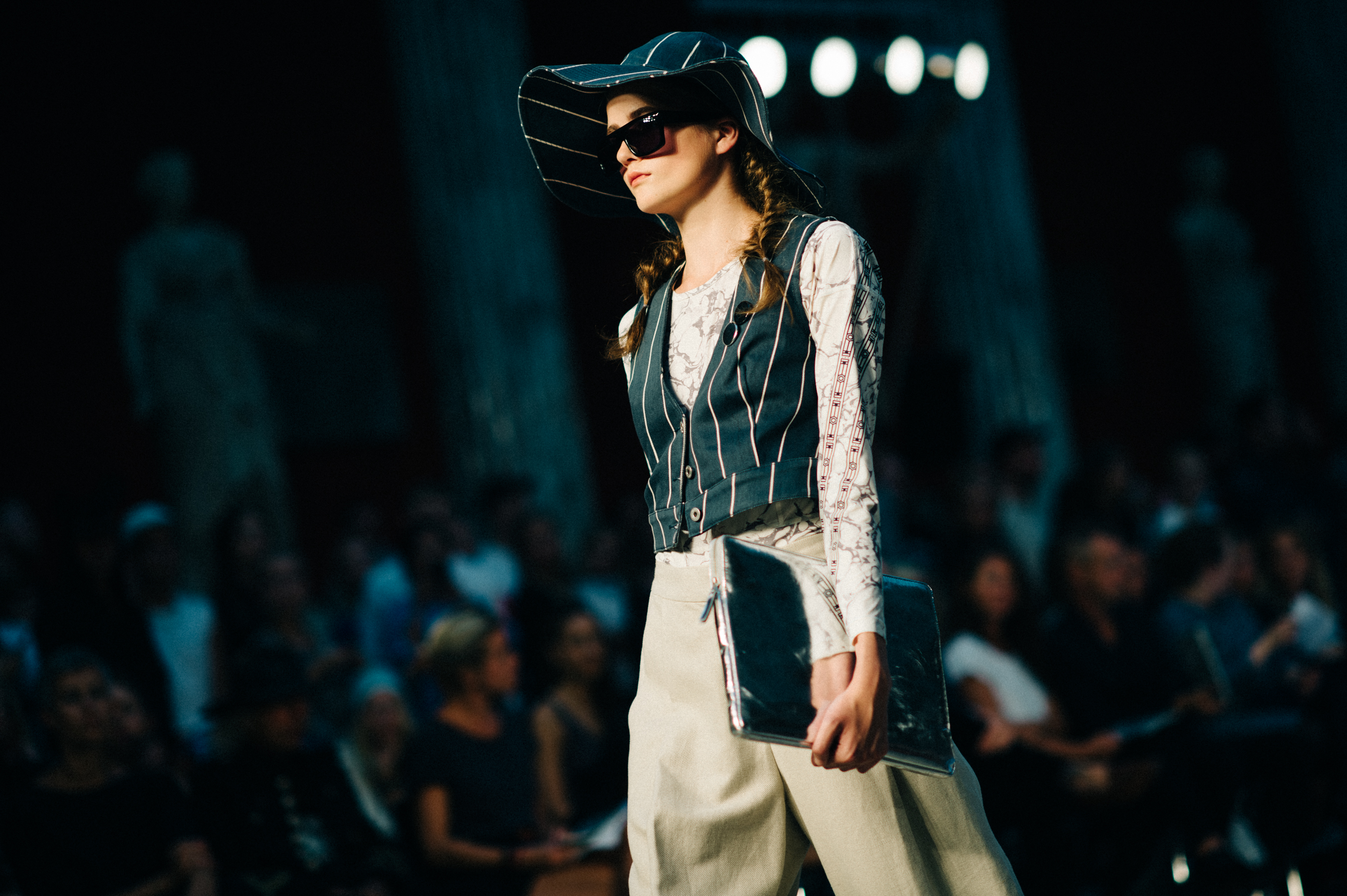Danish model walking fashion show runway