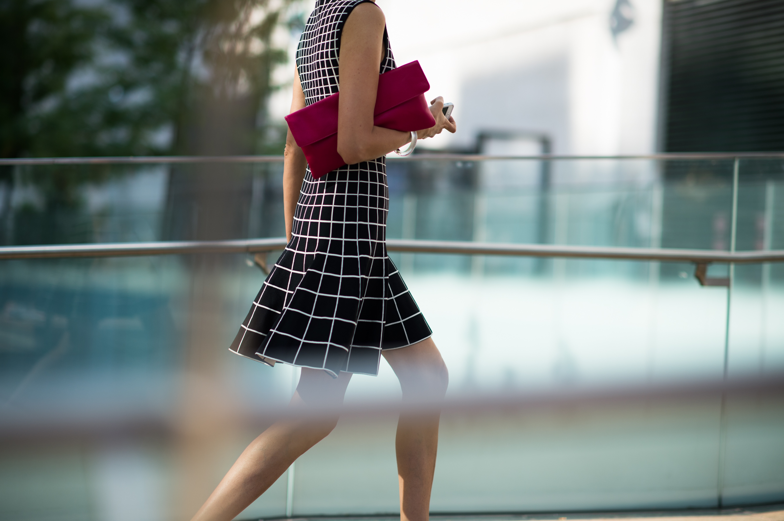 Girl in black and white dress MBFW