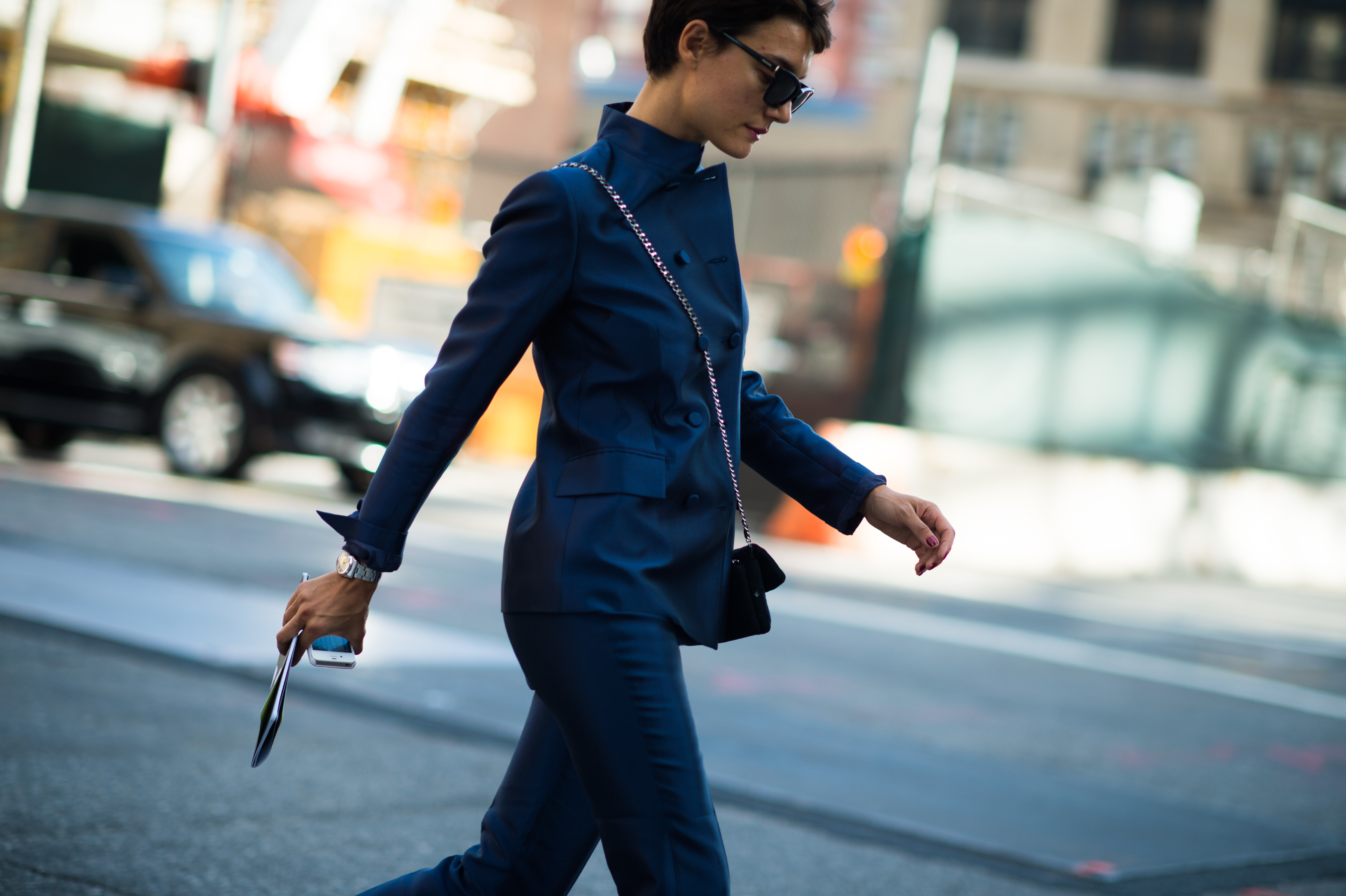 Turkish woman wearing blue suit