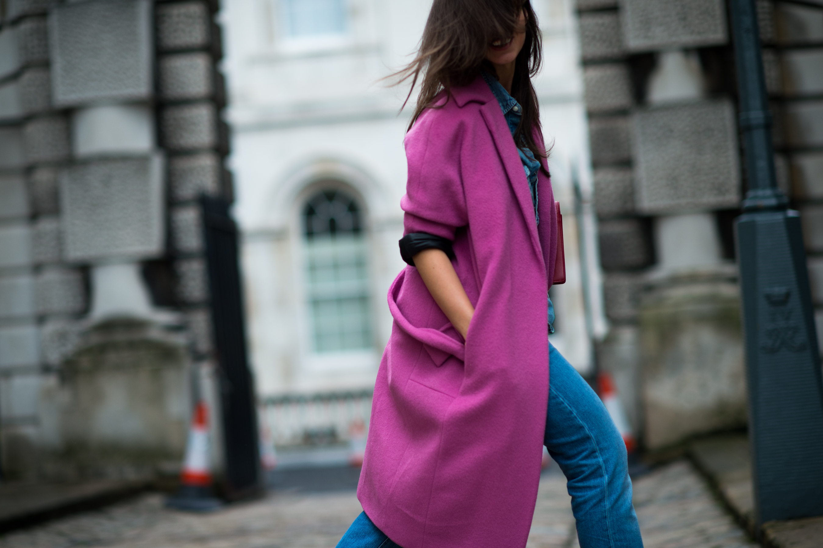 Norwegian blogger wearing pink coat
