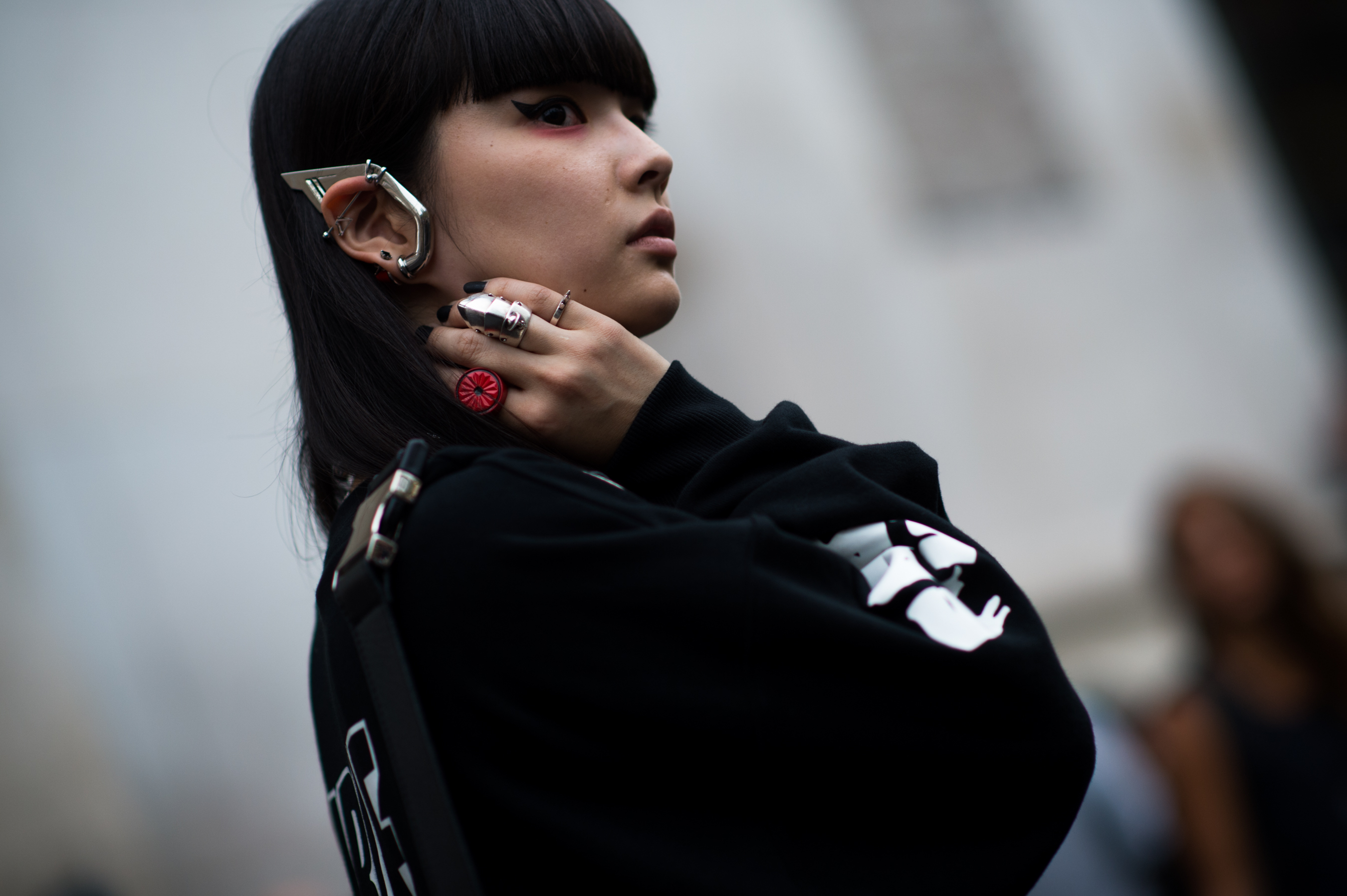 Japanese model wearing ear cuff