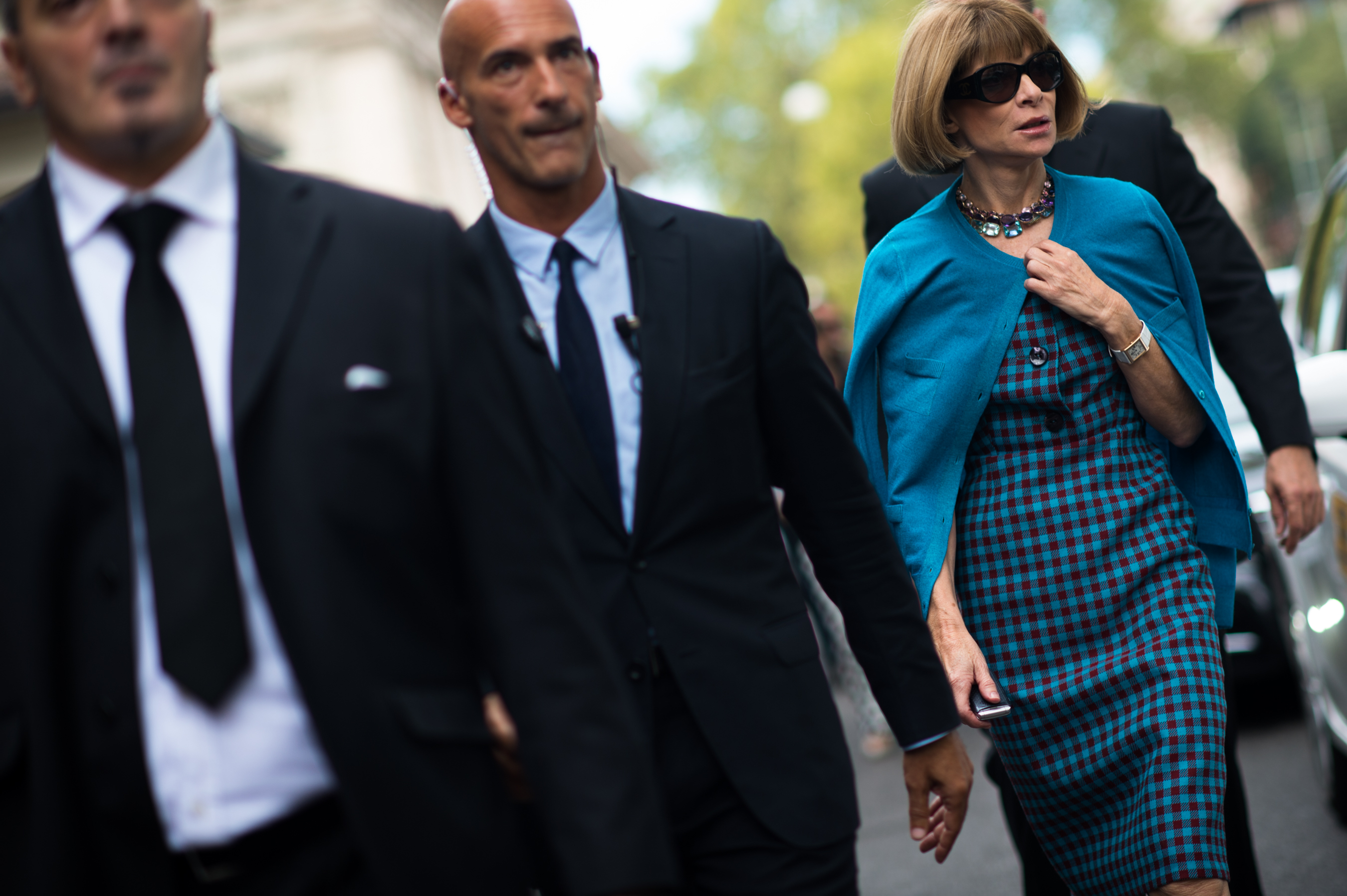 US Vogue Editor in Chief with Security