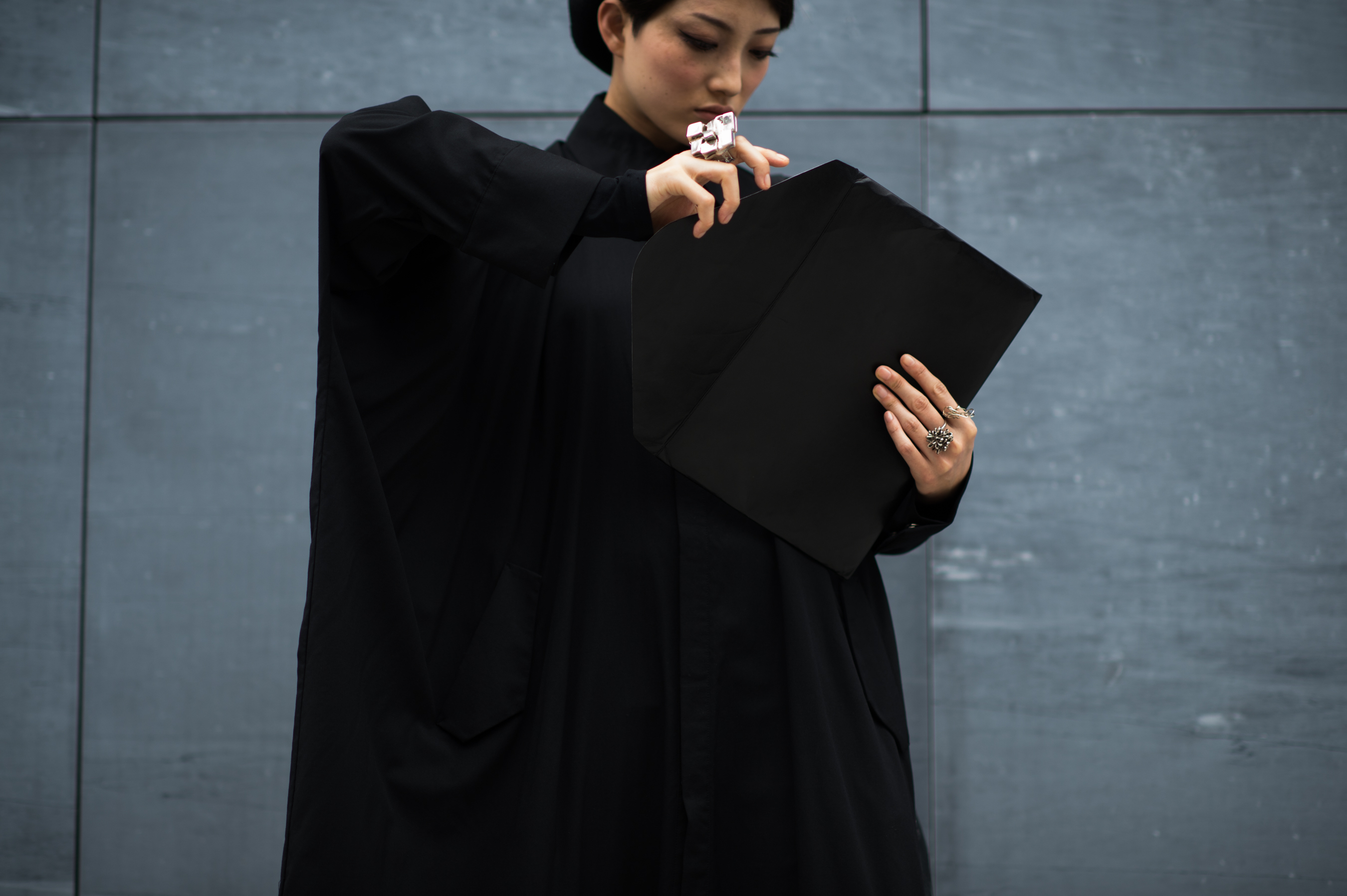 Japanese girl wearing Yohji Yamamoto
