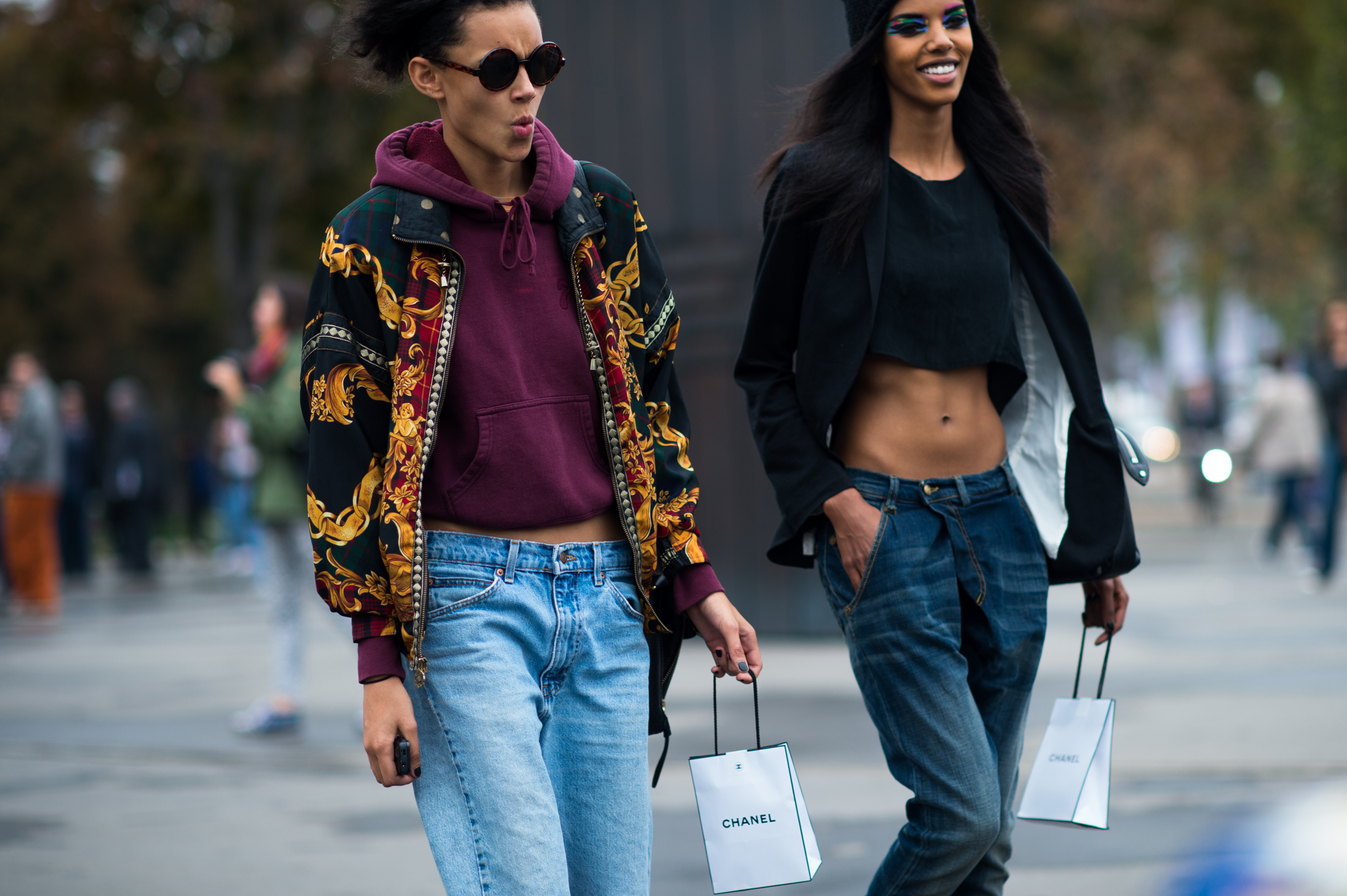 Two African American models after fashion show