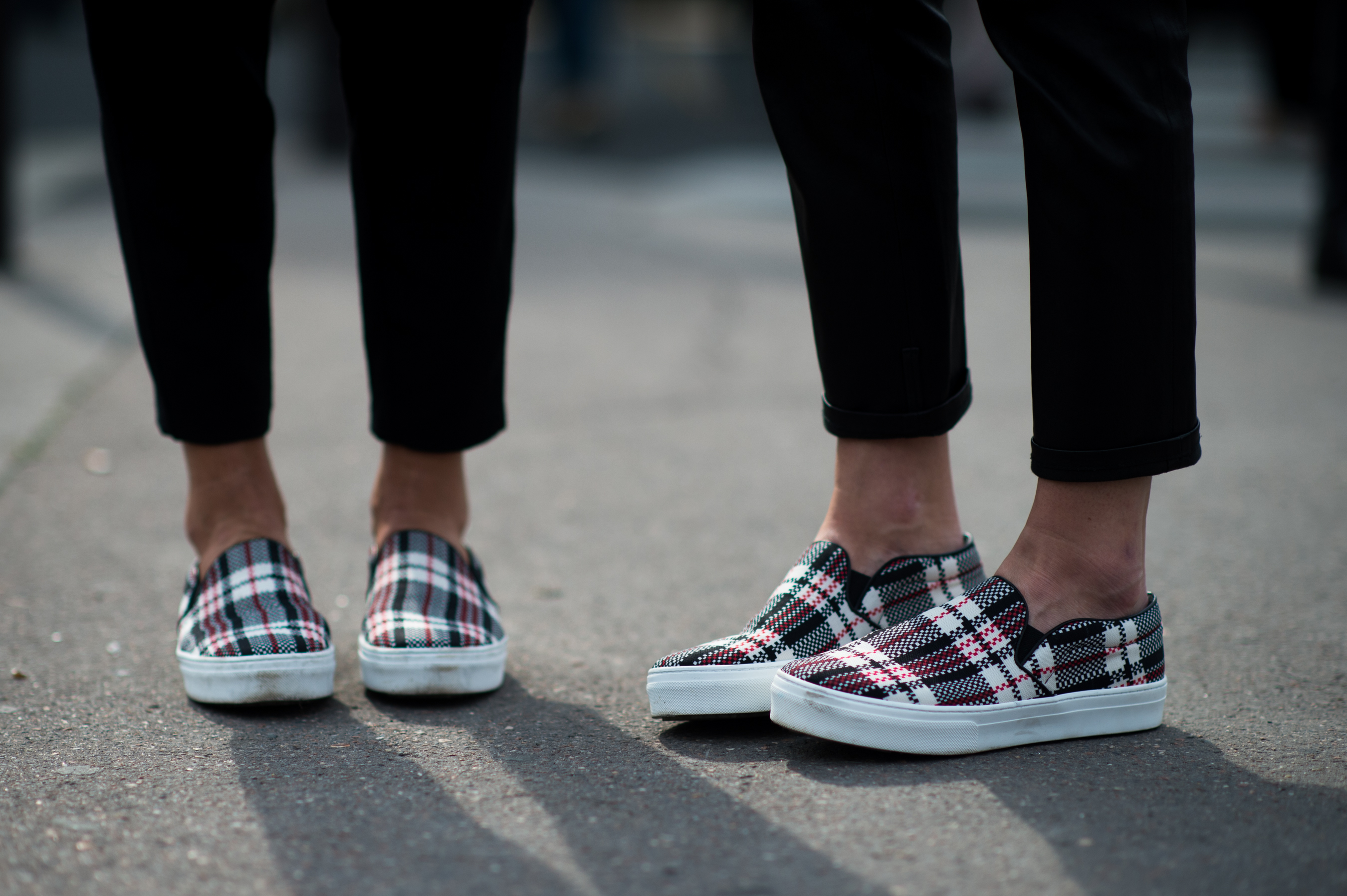 Two bloggers wearing matching Céline shoes