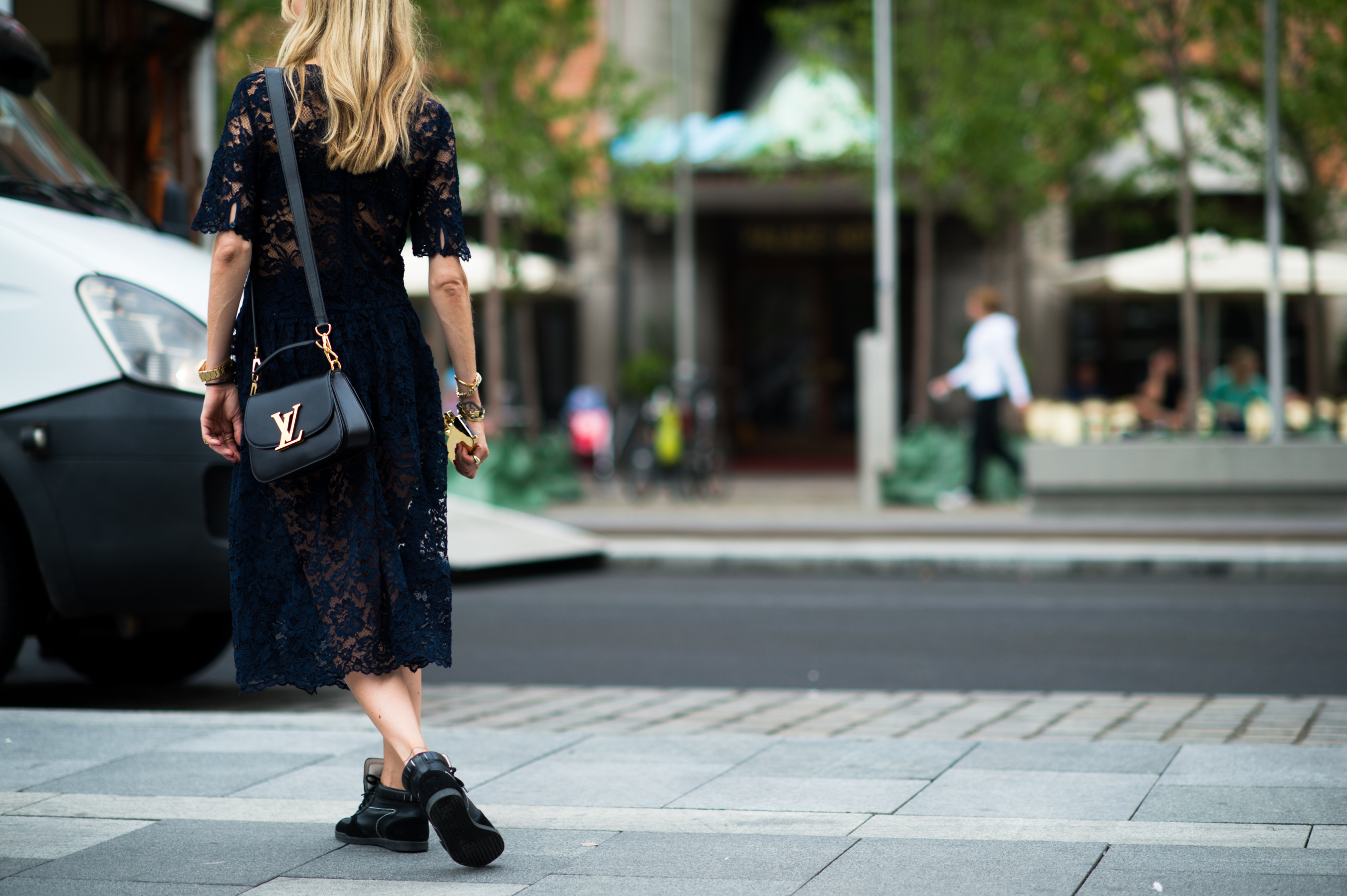 Danish blogger wearing lace dress