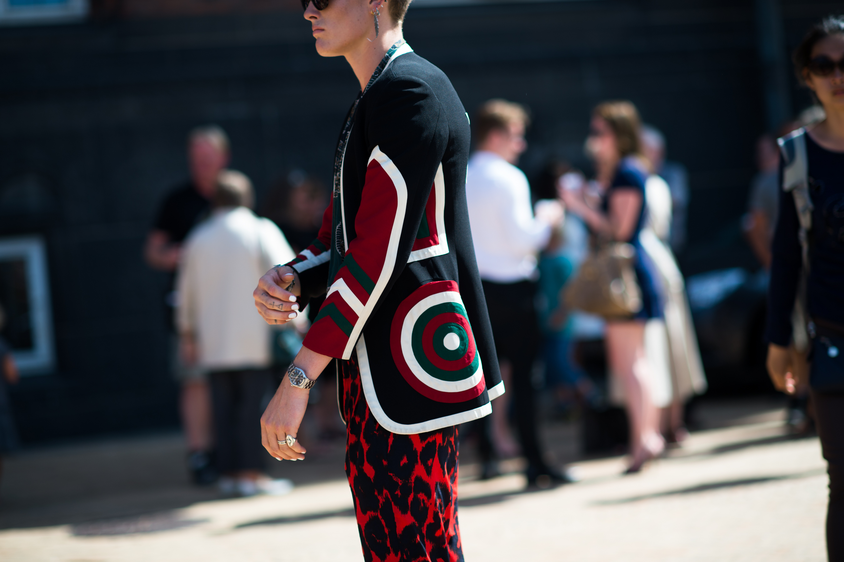 Danish model wearing Moschino jacket