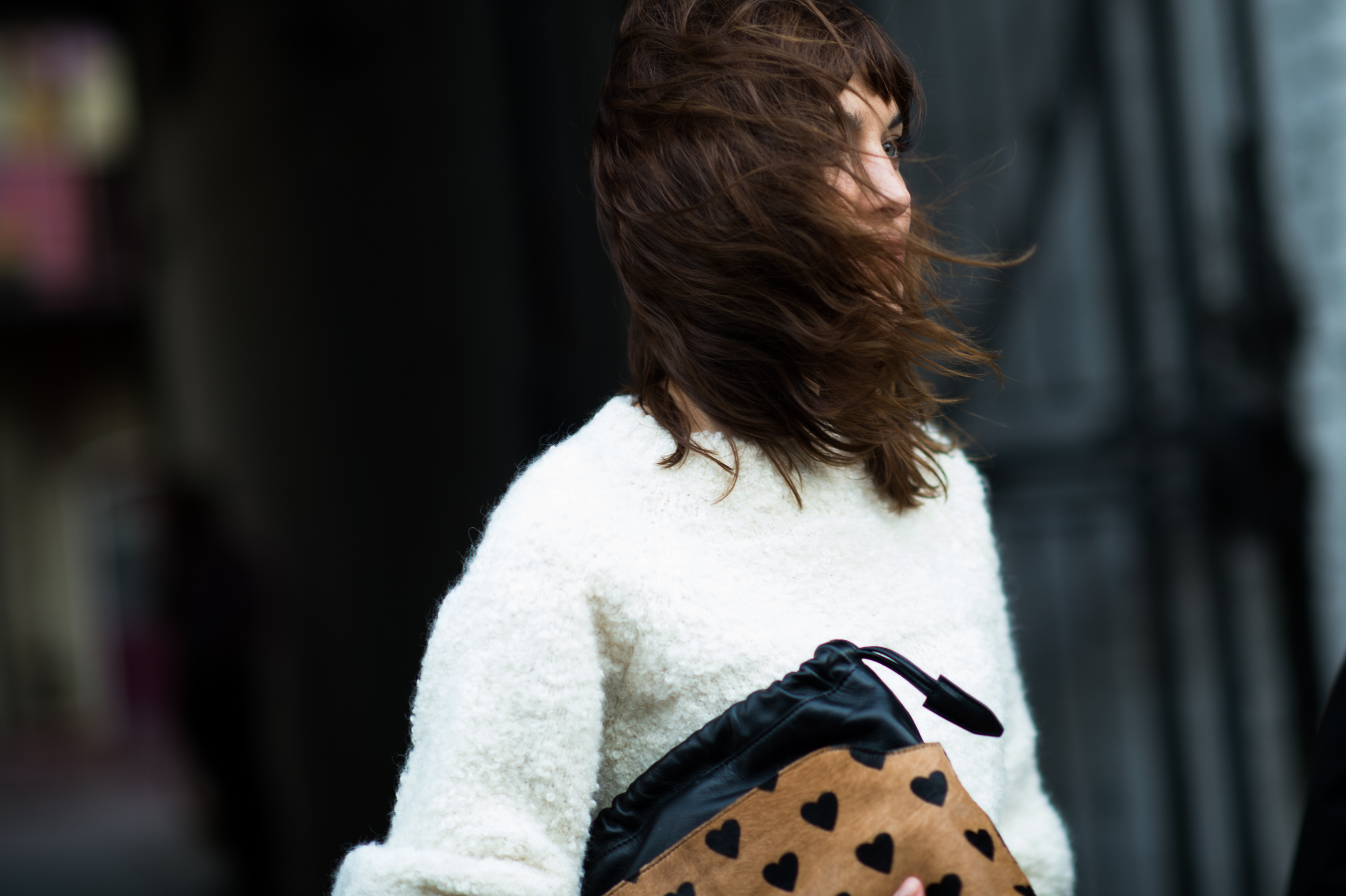 British MTV VJ and model with hair in face