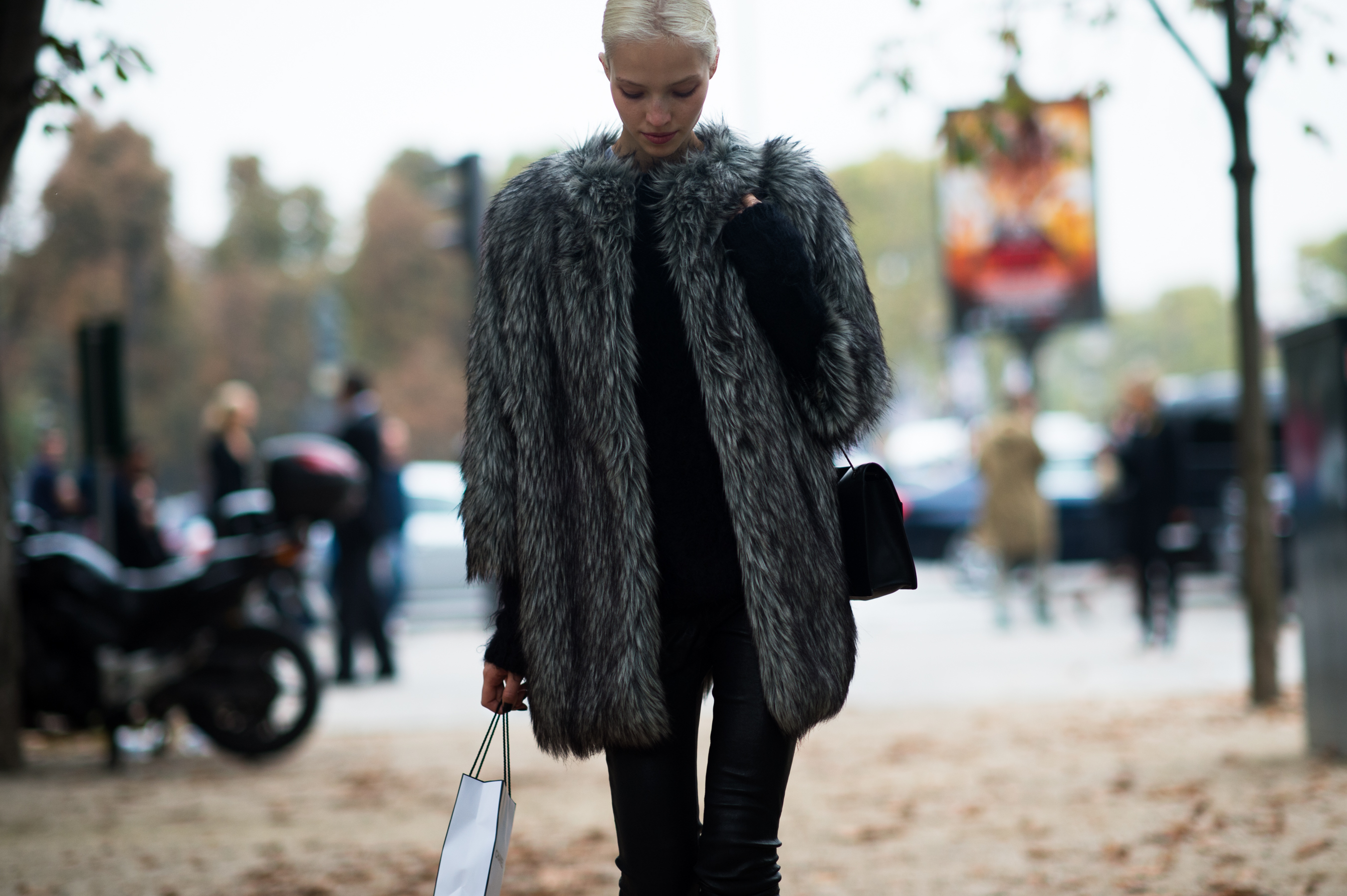Russian model wearing fur coat