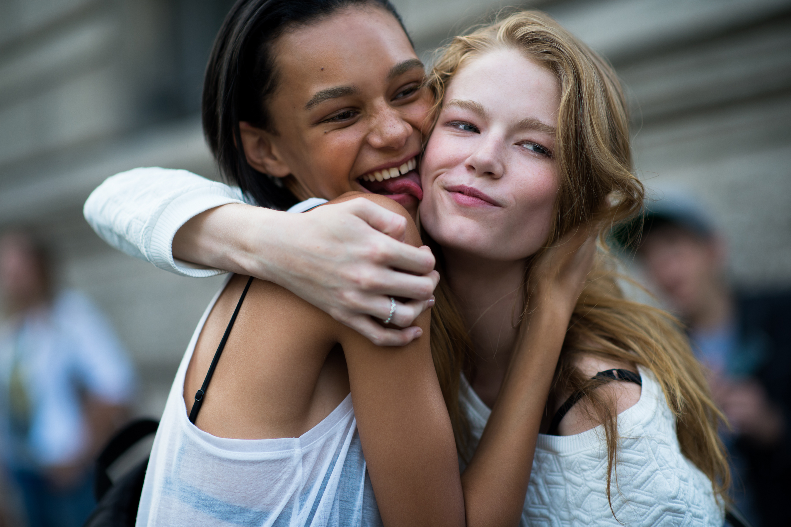 Two models huggins after show