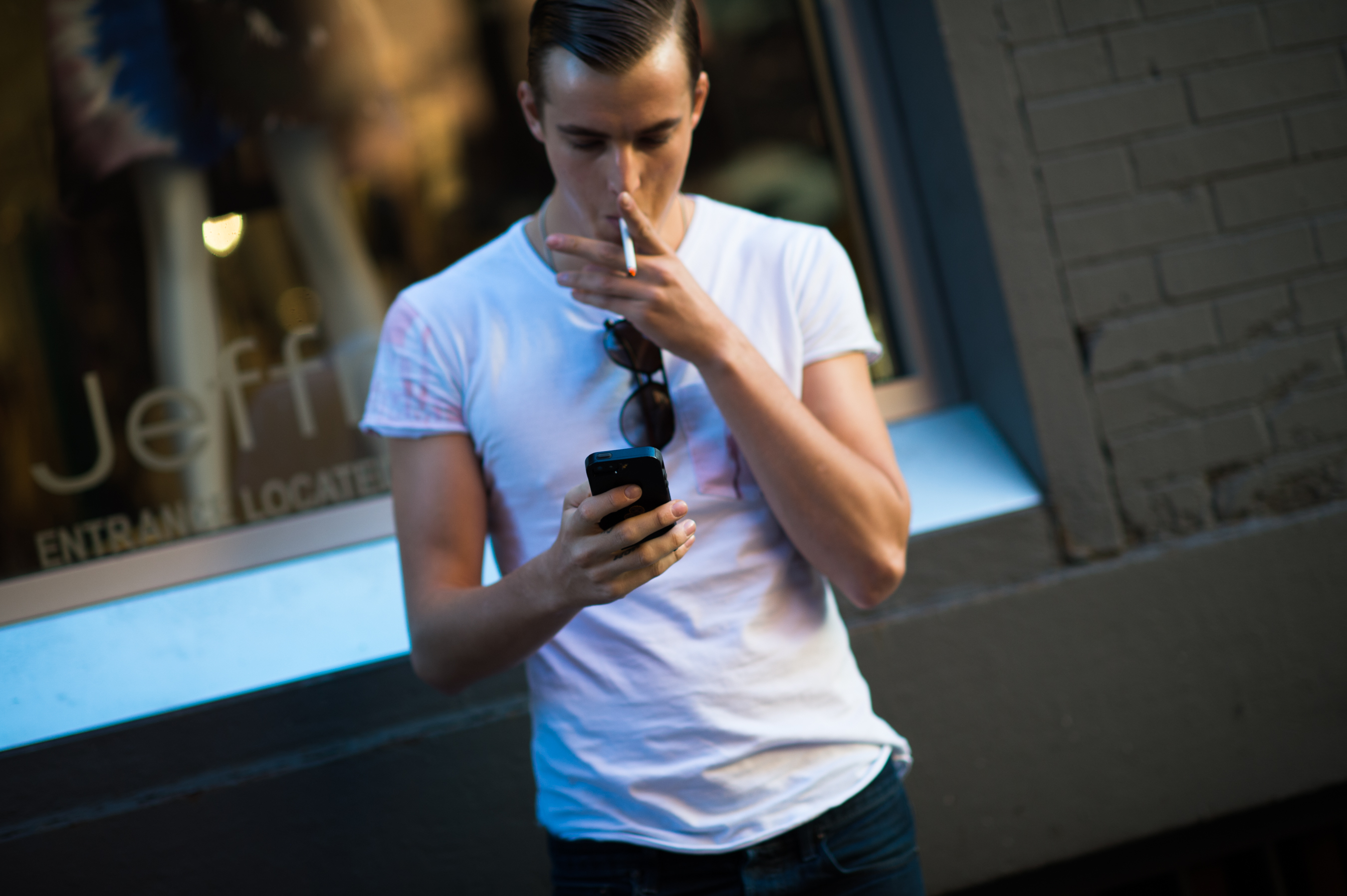Male model smoking a cigarette