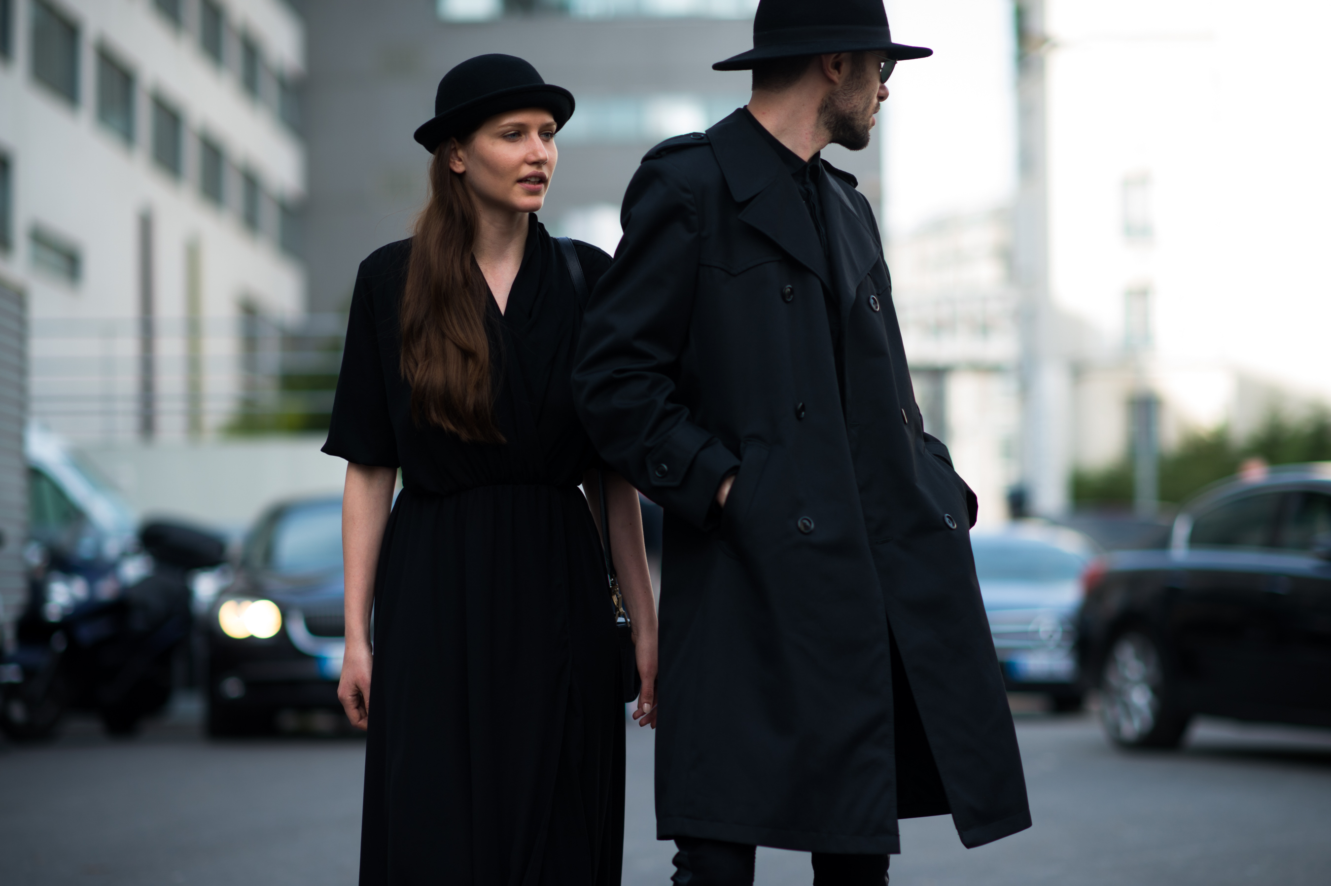 Man and woman wearing all black