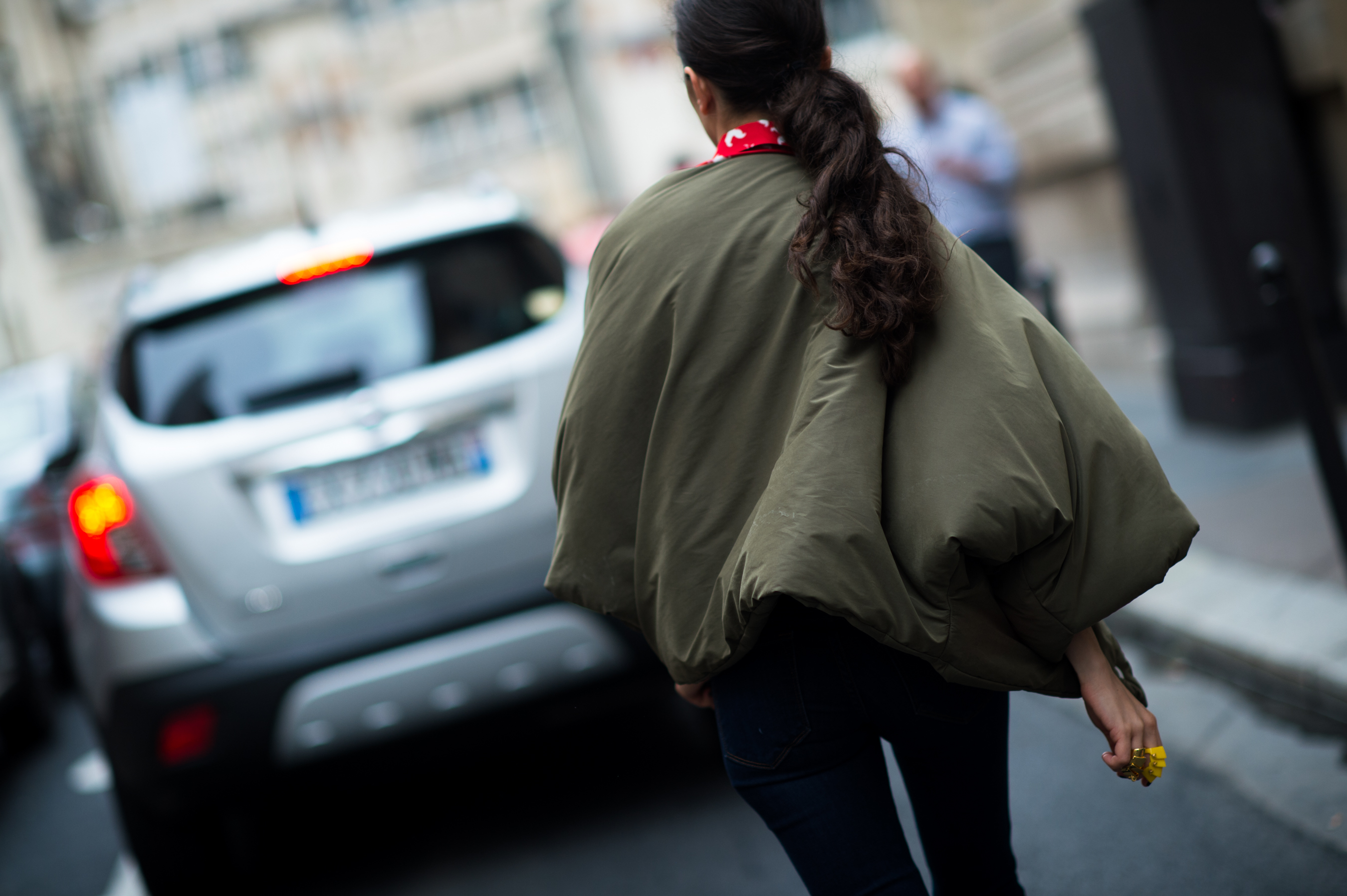 Woman wearing A.W.A.K.E down jacket