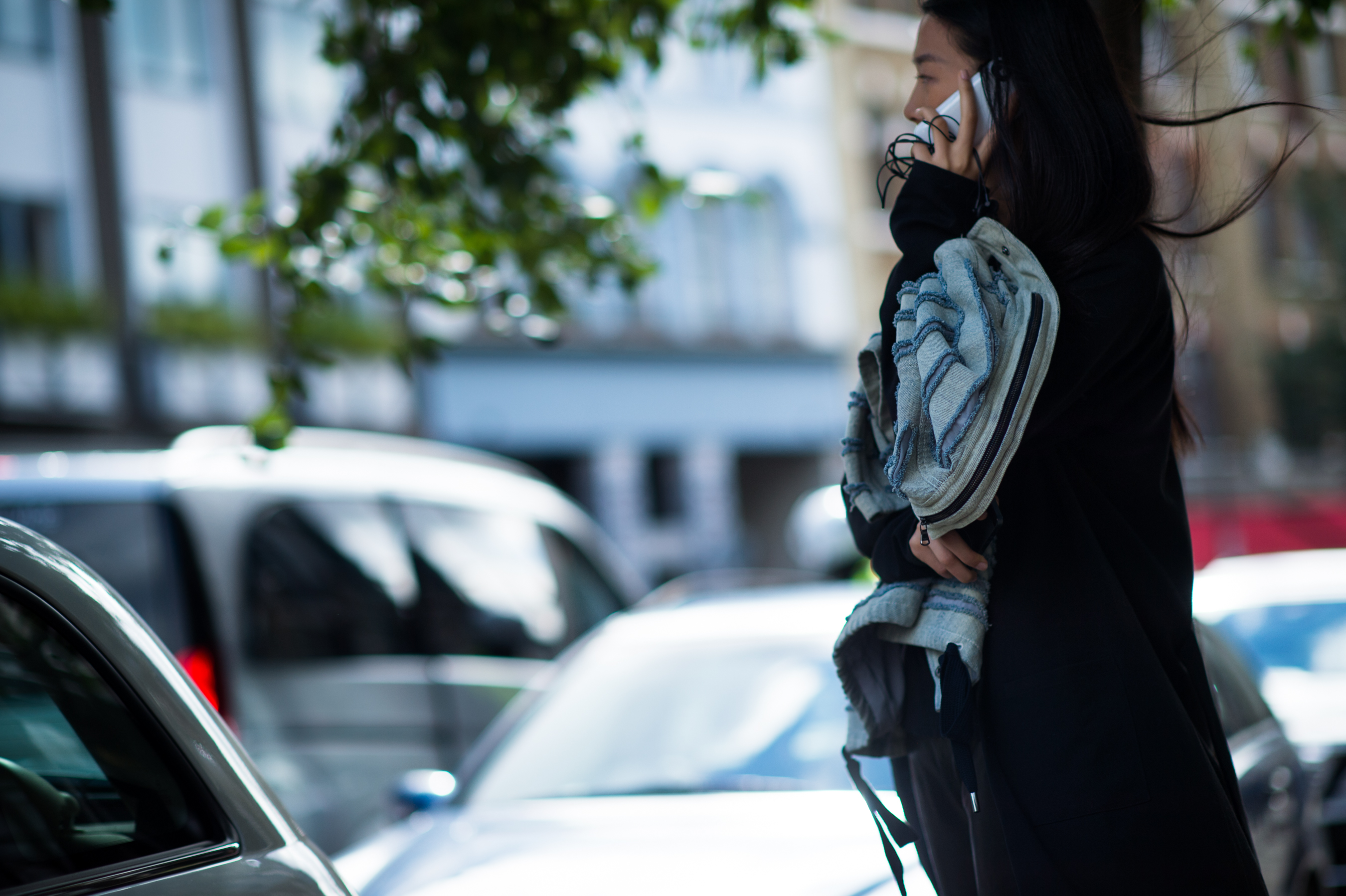 Chinese model talking on the phone