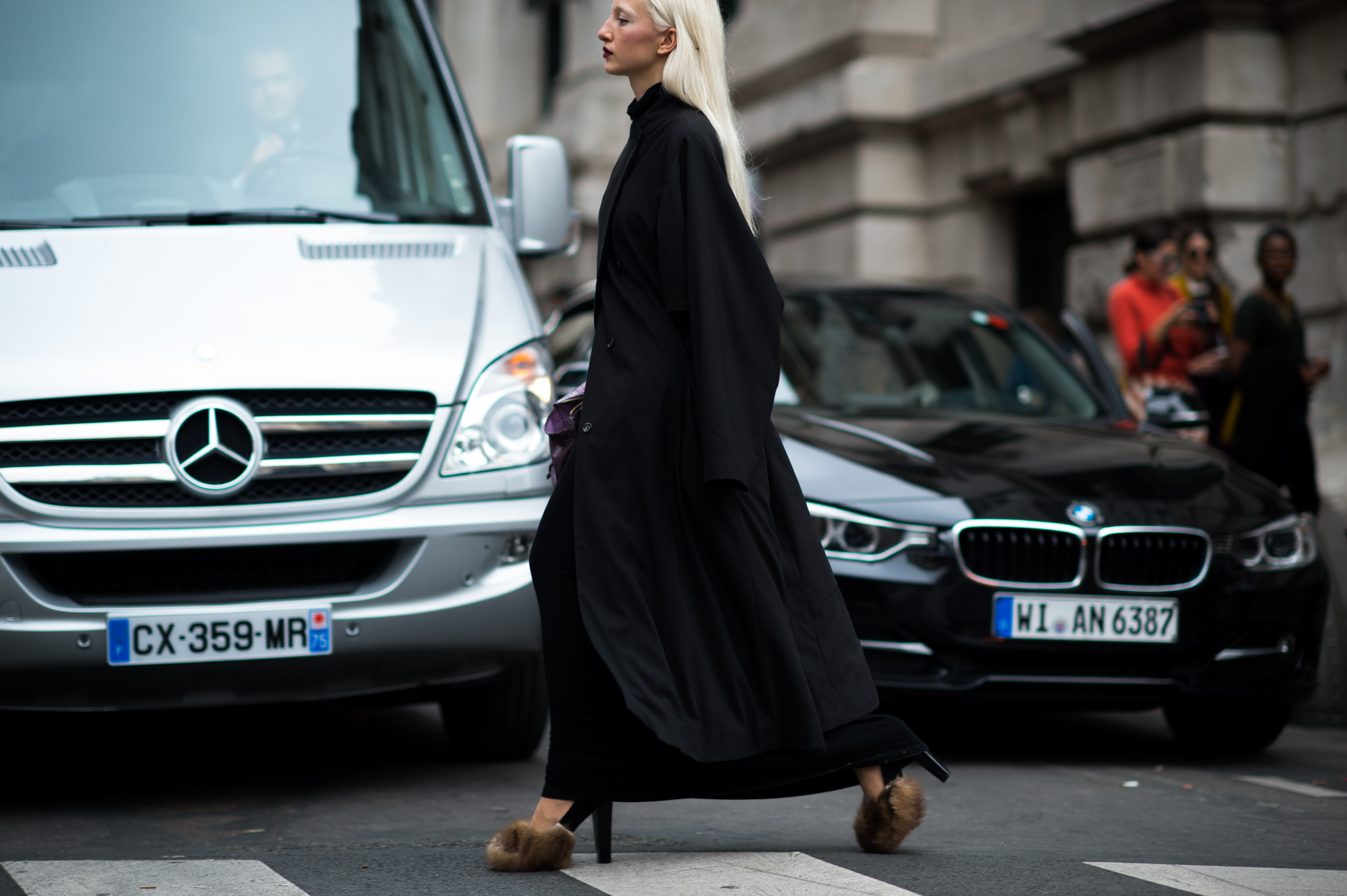 Blonde woman wearing all black