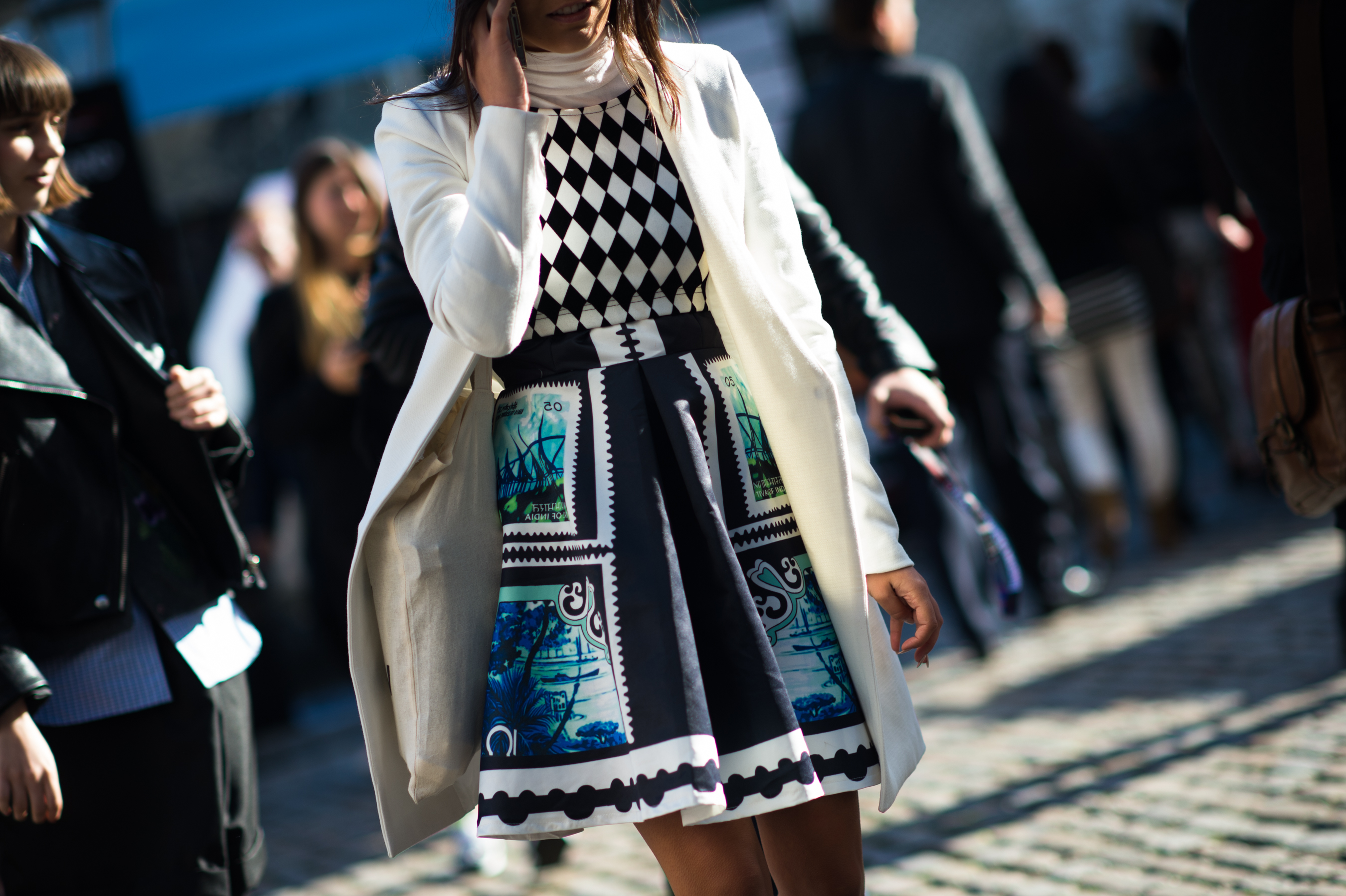 Woman wearing Mary Katrantzou dress