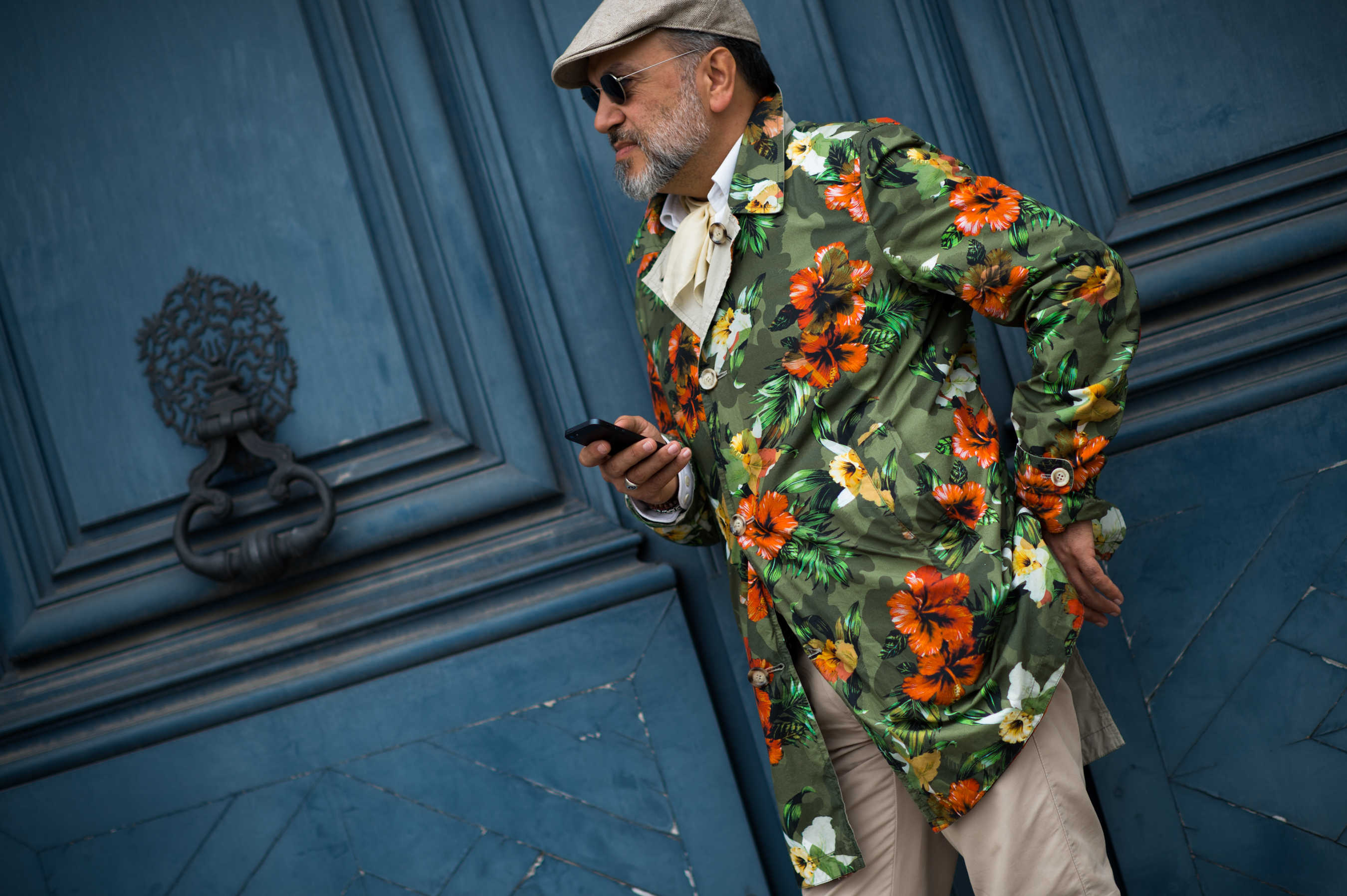 Italian man wearing floral print jacket