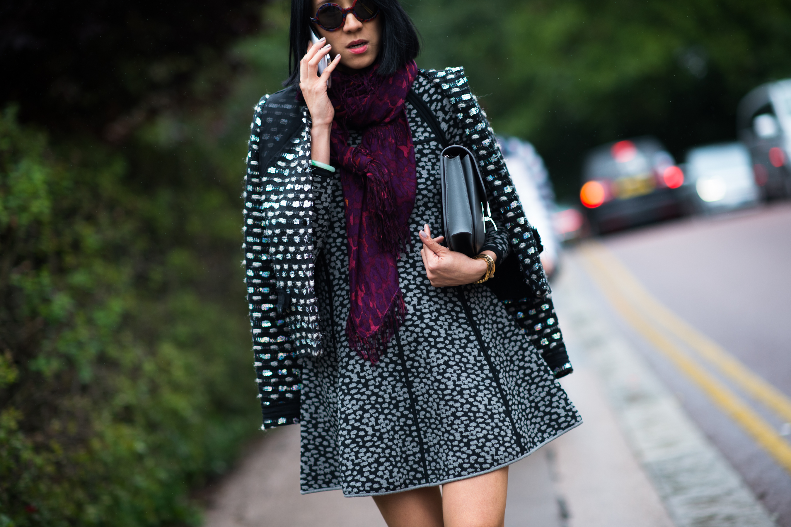 Asian woman wearing print outfit