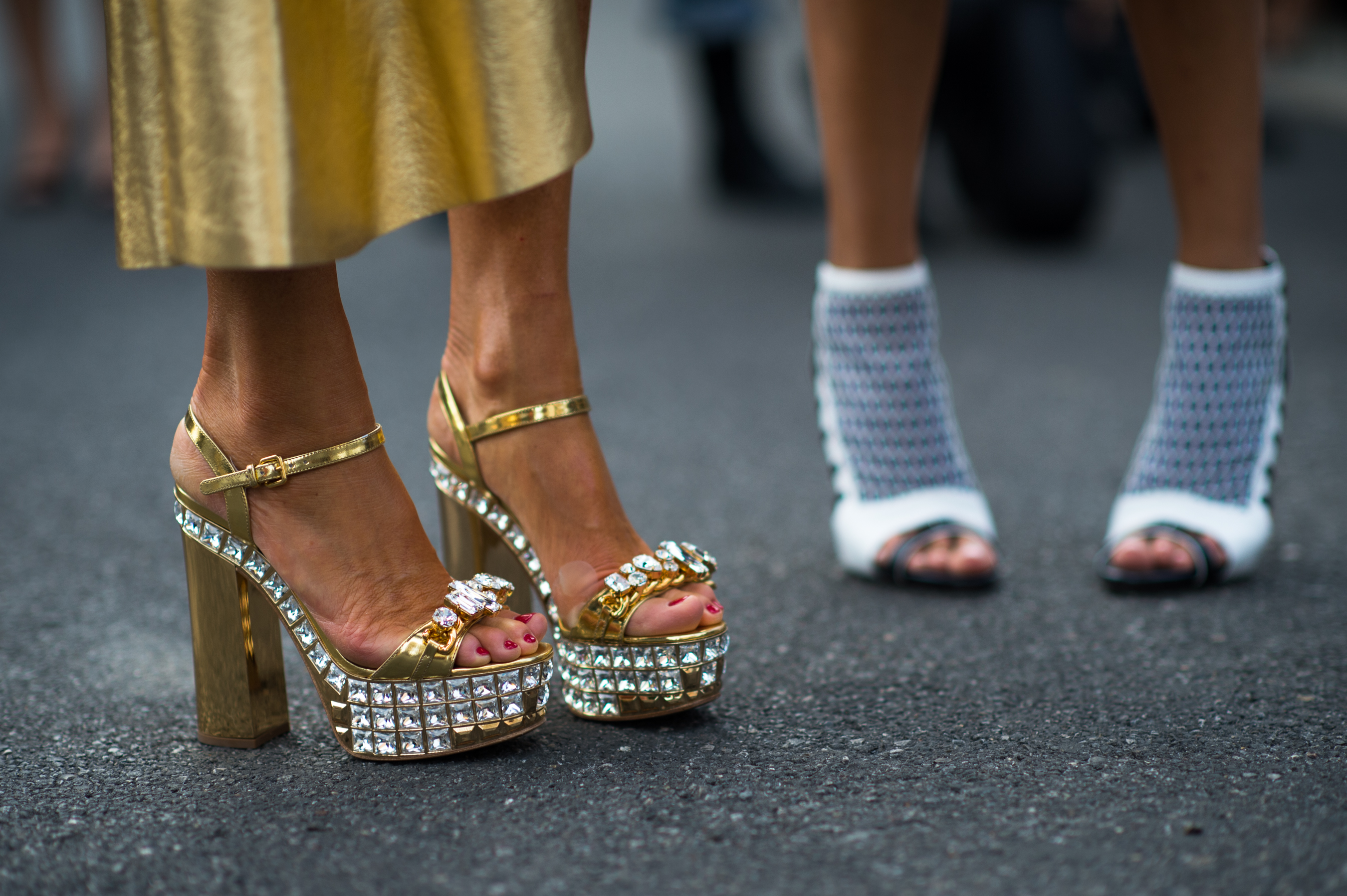 Anna Dello Russo wearing jewelled shoes