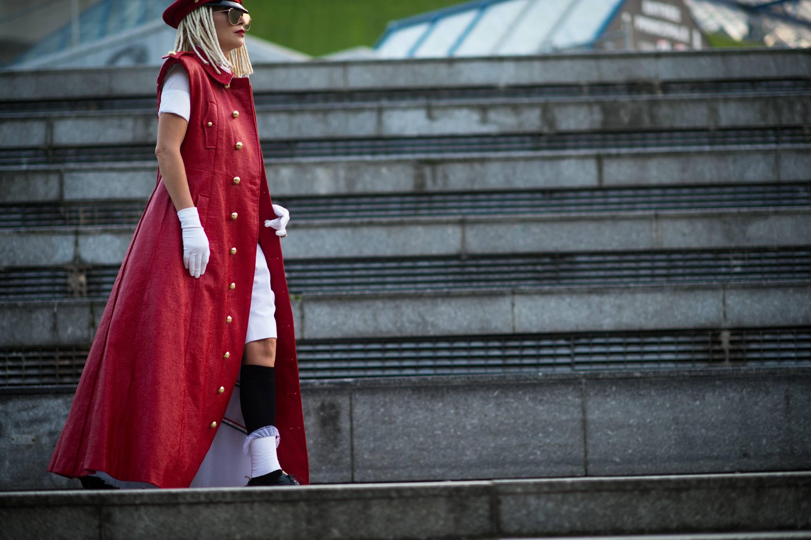Ukrainian woman wearing Thom Browne