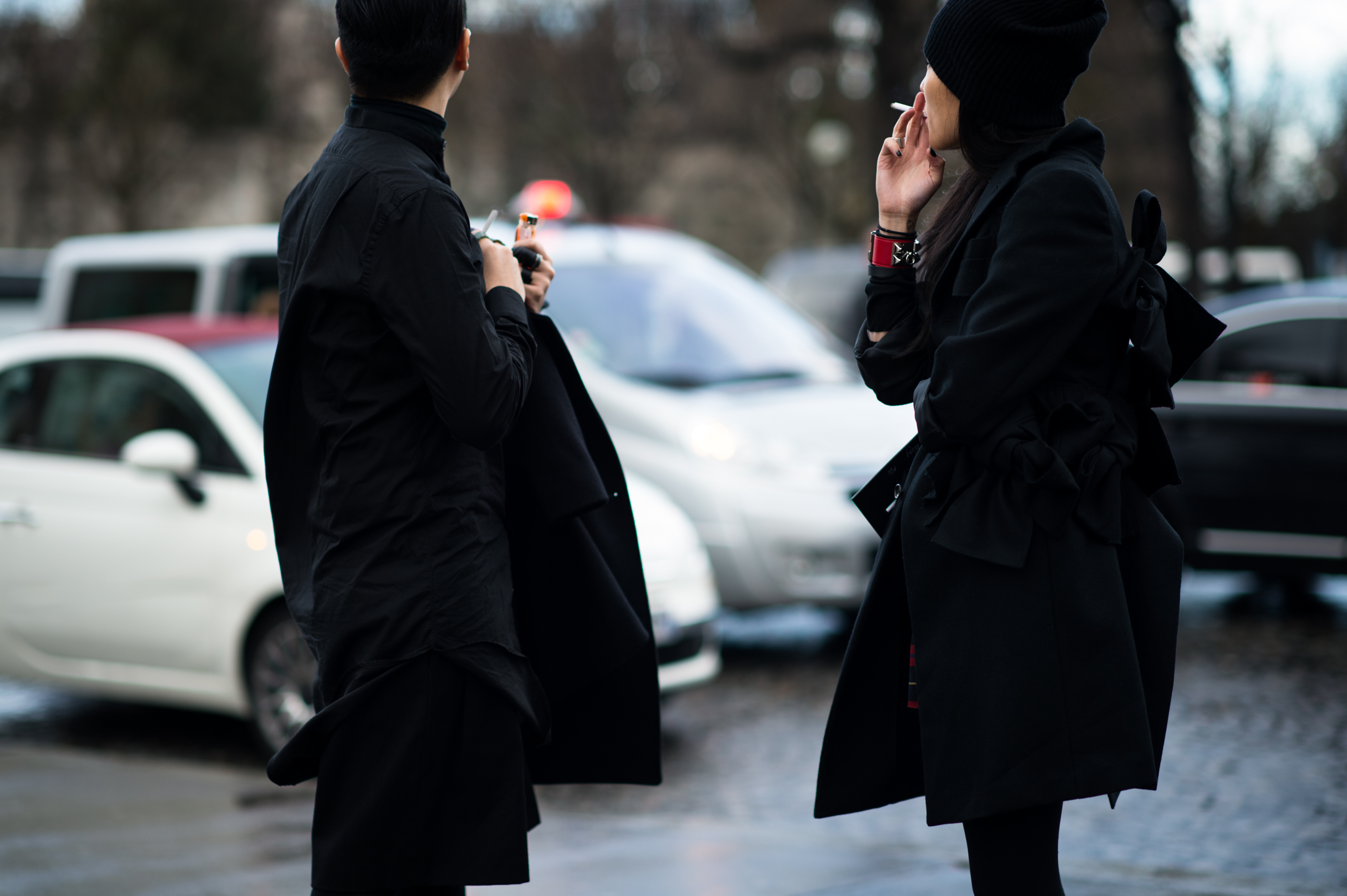 Two people wearing all black