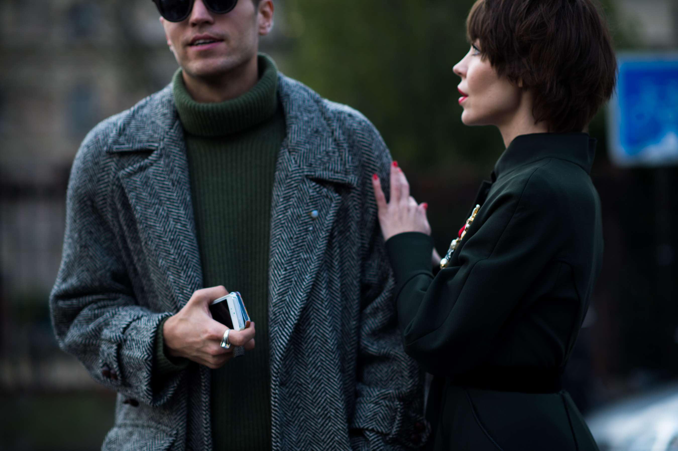 Man and woman after couture show