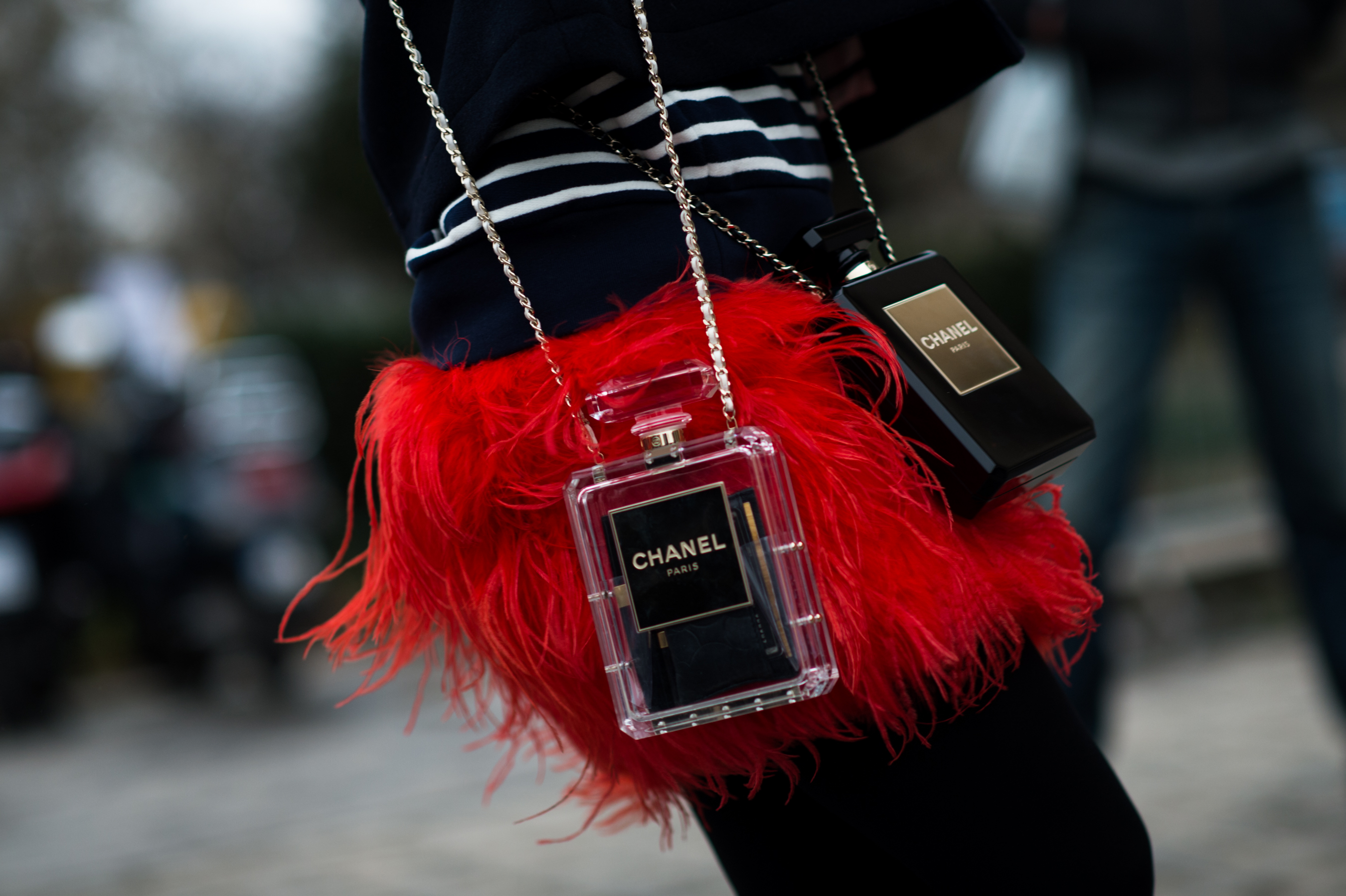 Russian girl with two Chanel bags