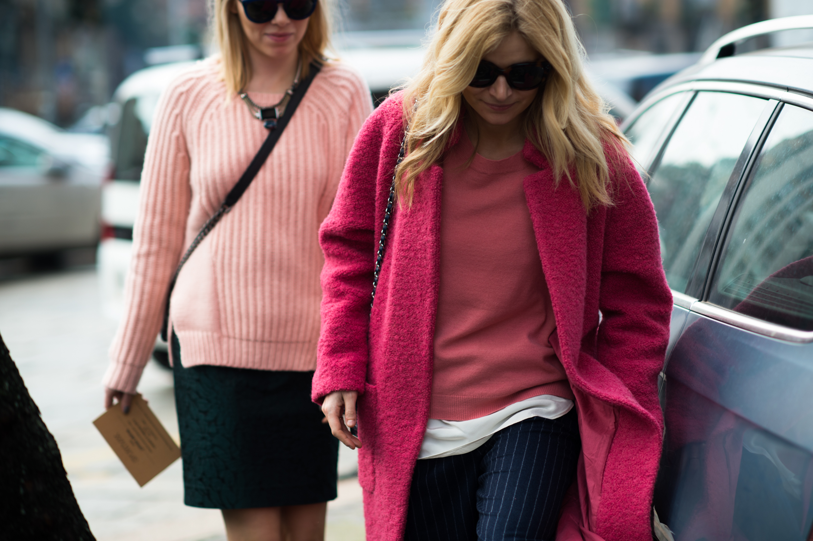 Two Danish Elle editors wearing pink