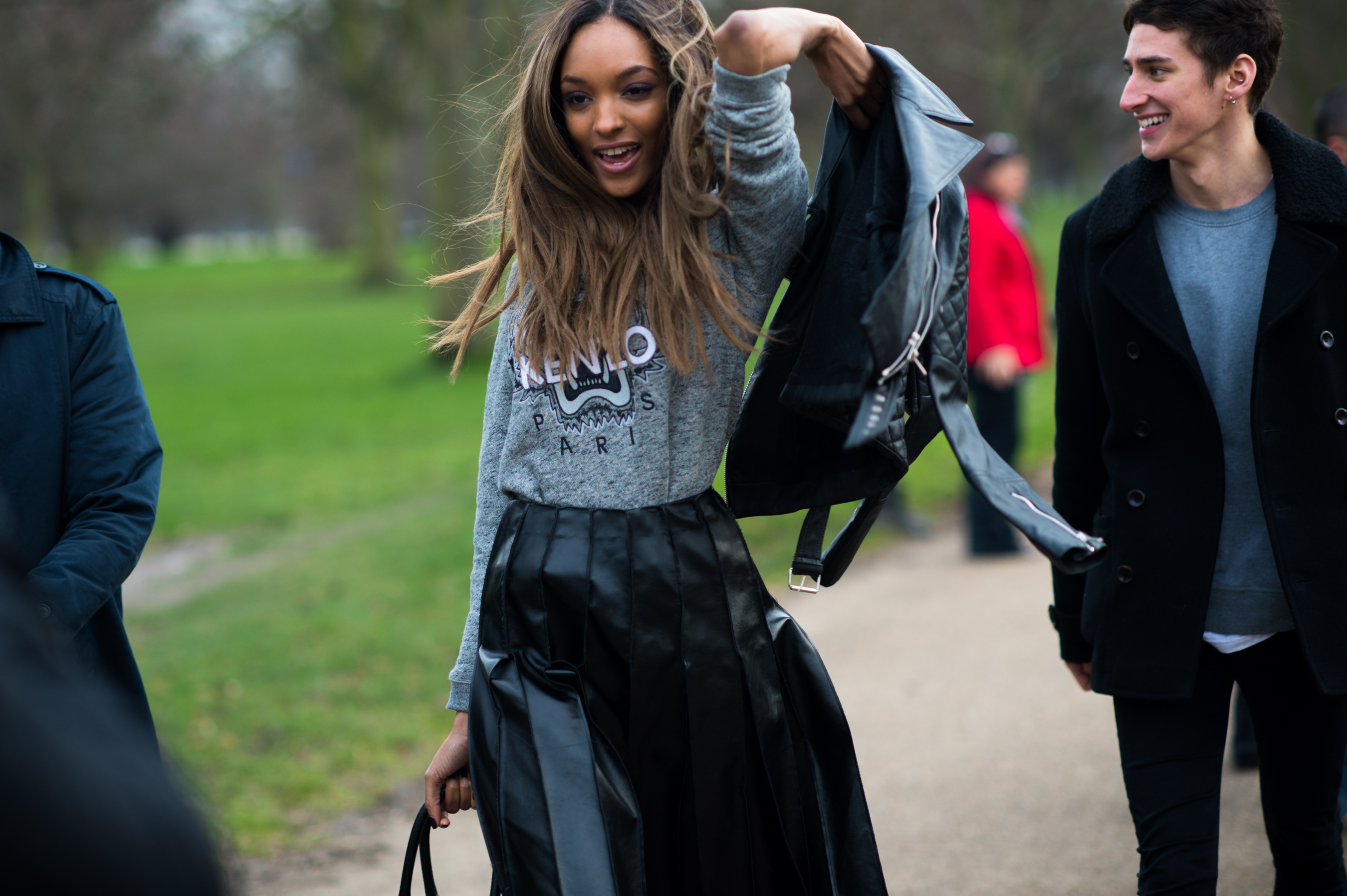 British model wearing Kenzo jumper