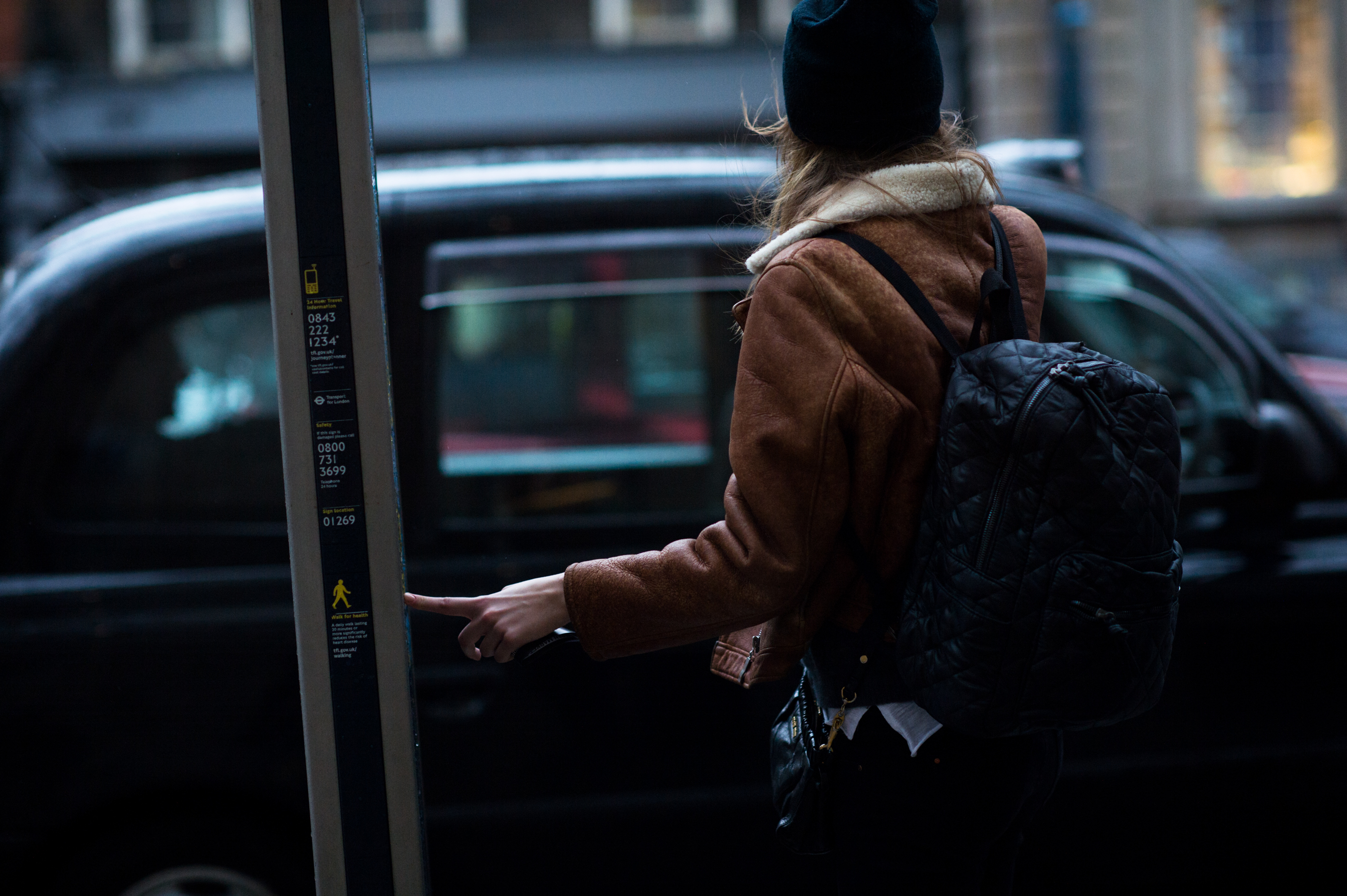 Model waiting for her car after fashion show
