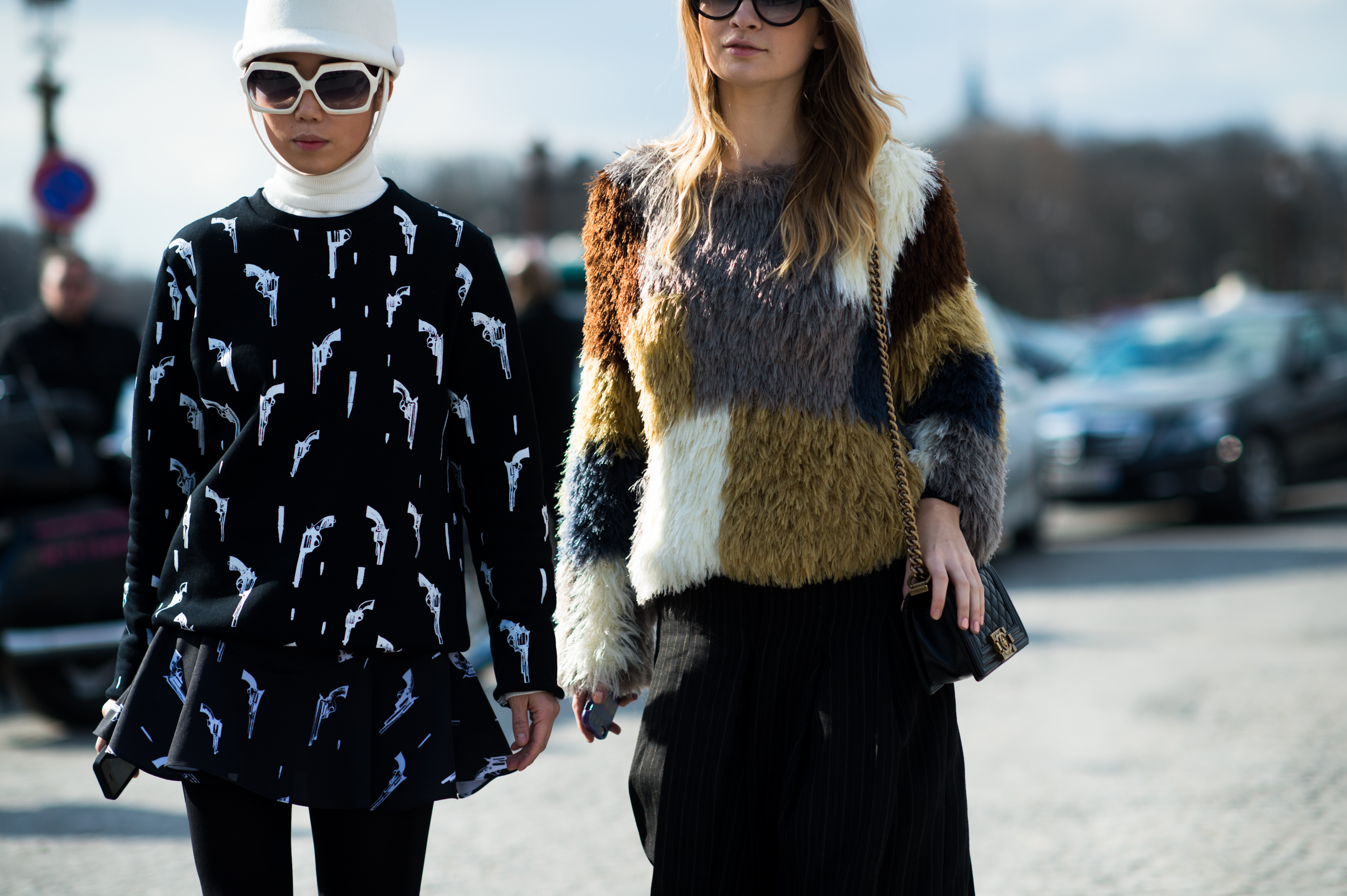 Two Russian woman wearing sunglasses