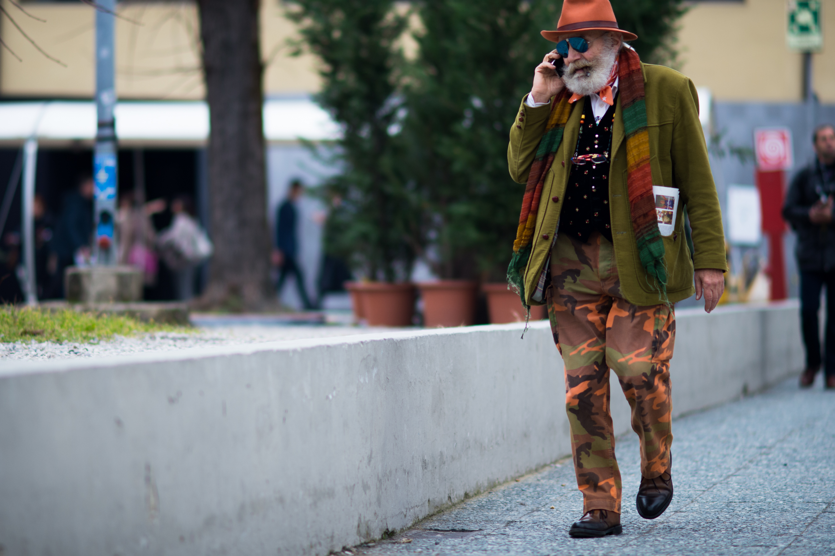 Italian man wearing many different colours