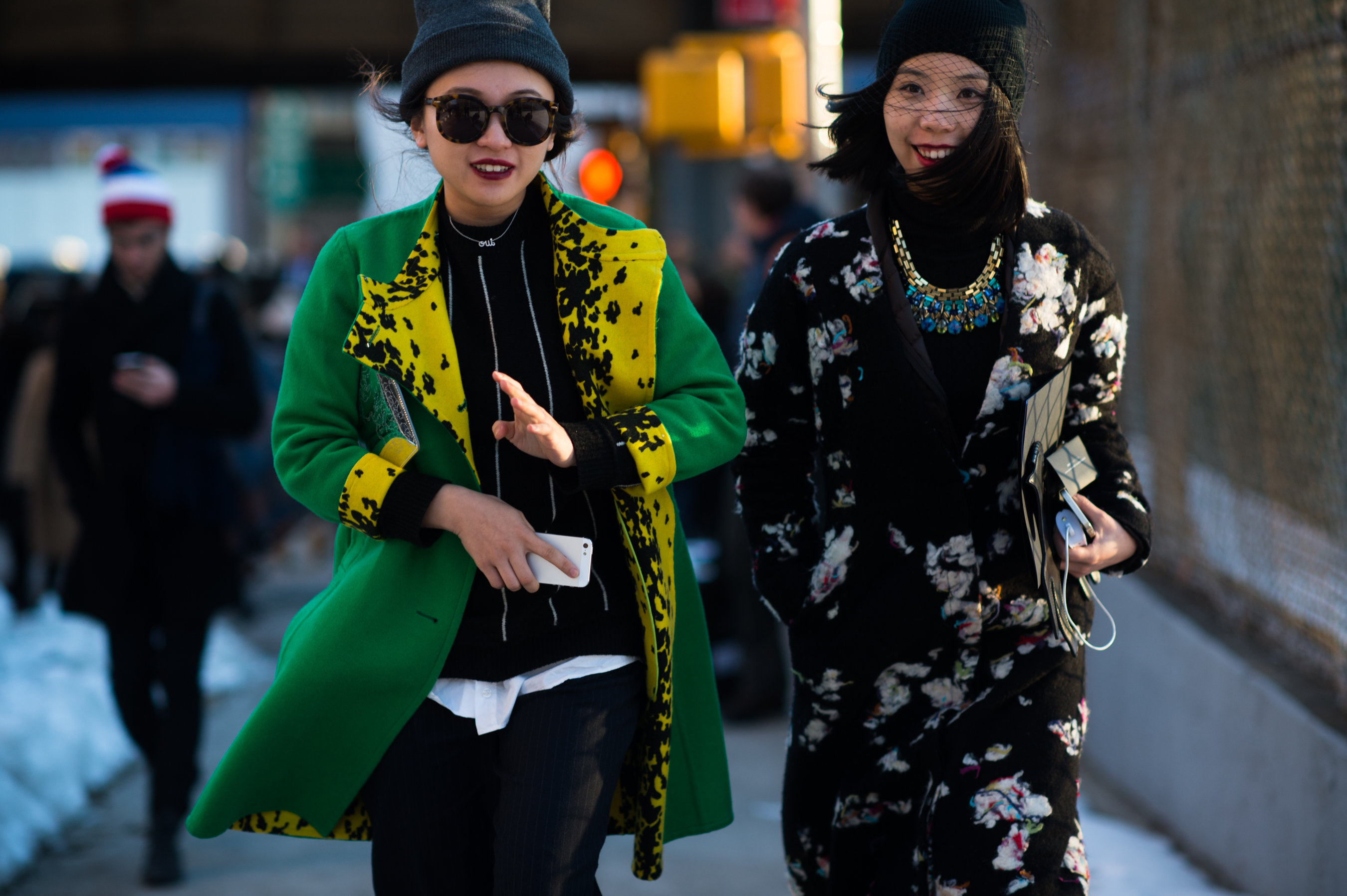 Two woman wearing print