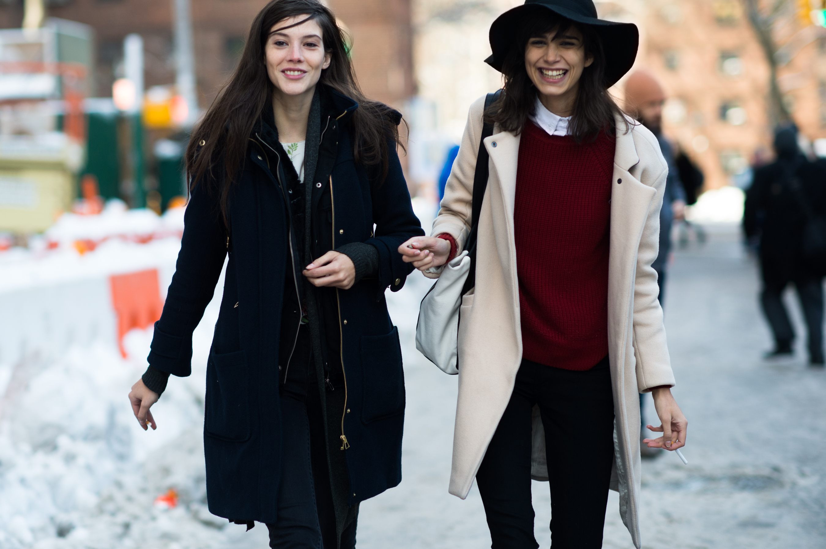 Two models at Lincoln Center laughing