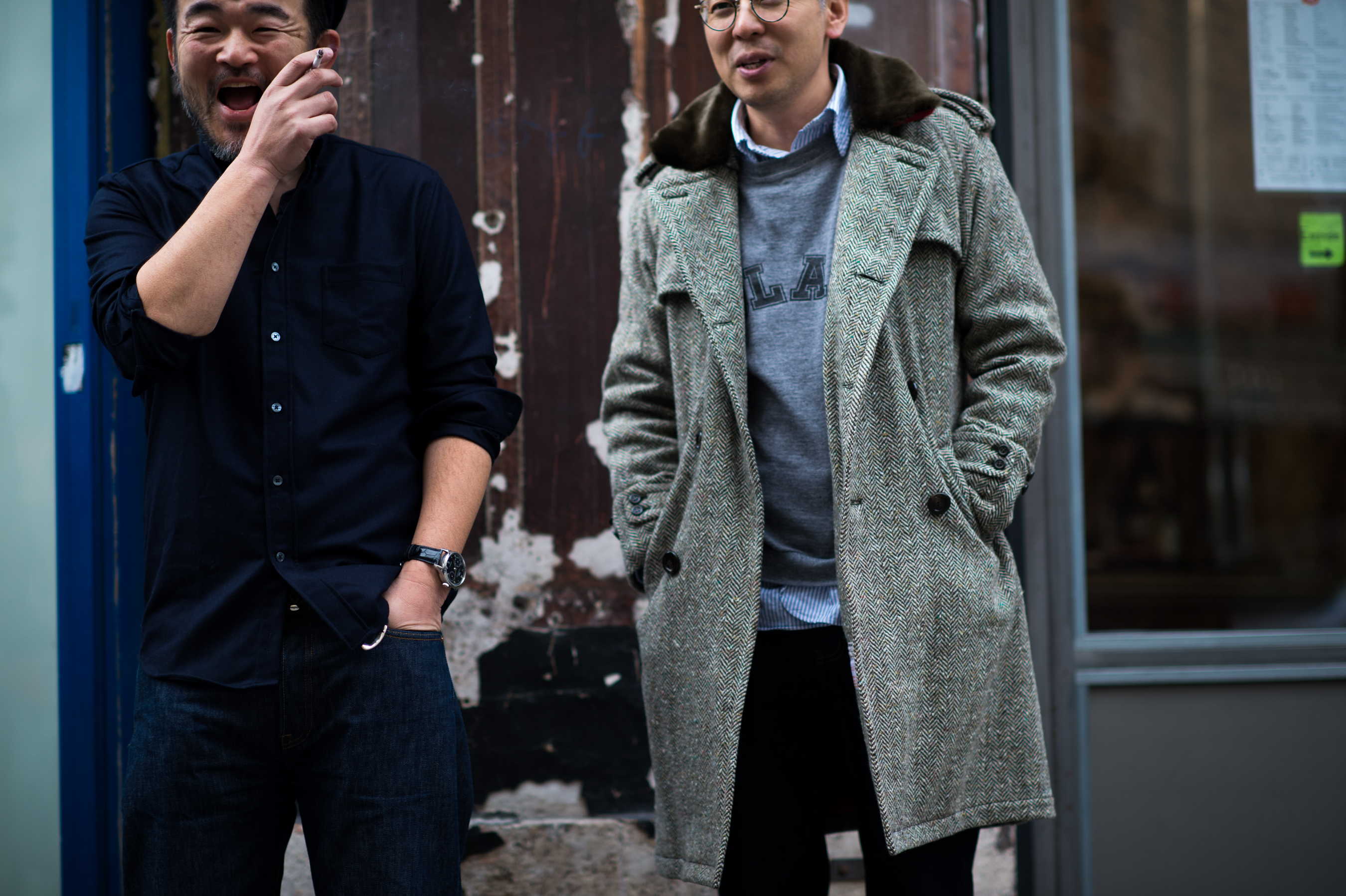 Two Japanese men laughing in France