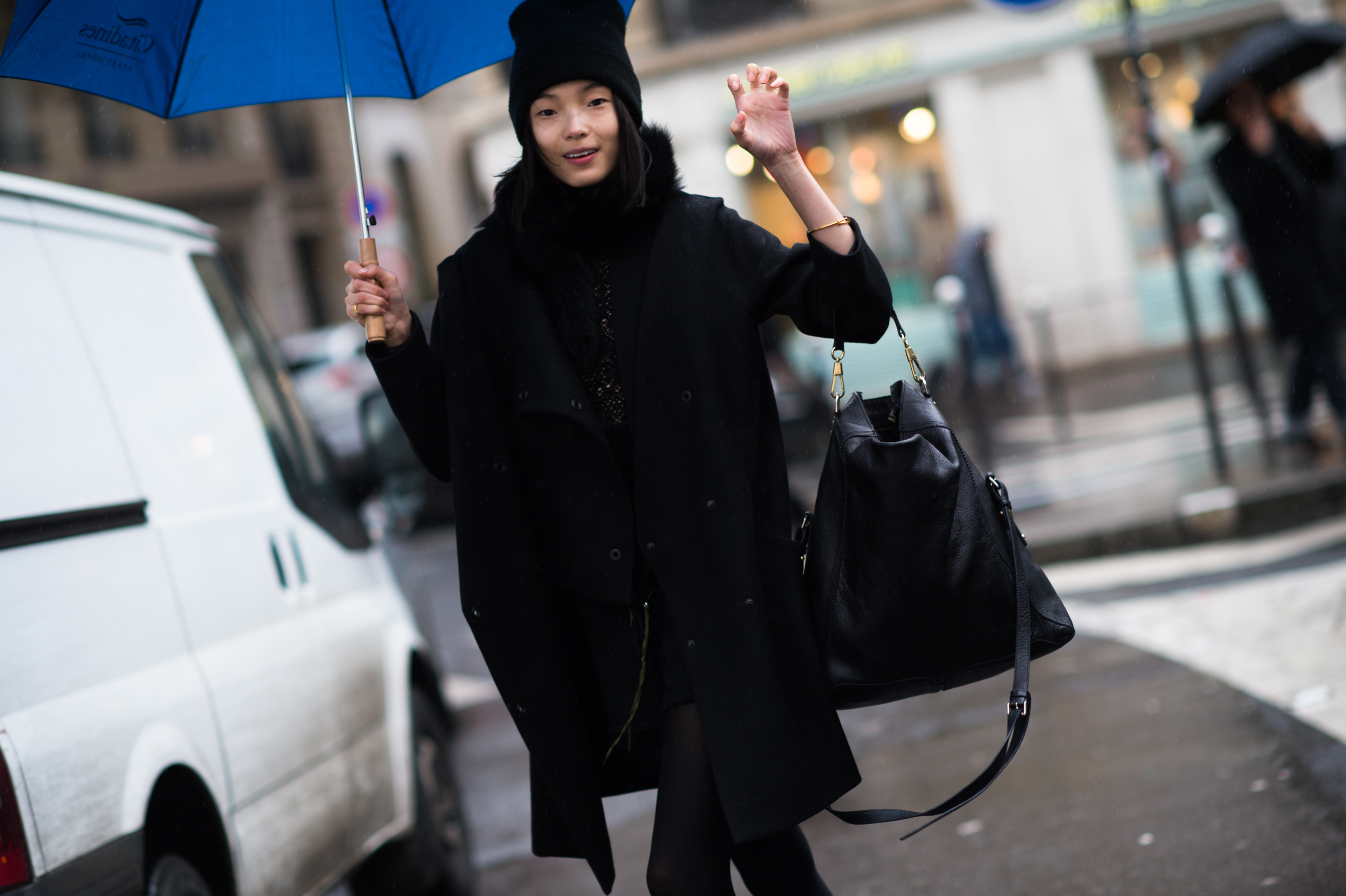 Chinese model wearing all black