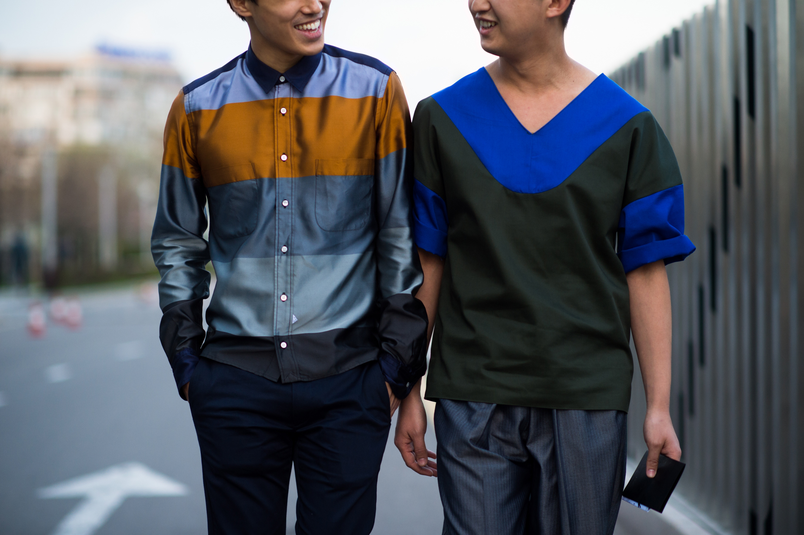 Two men in coloured shirts in Kazakhstan