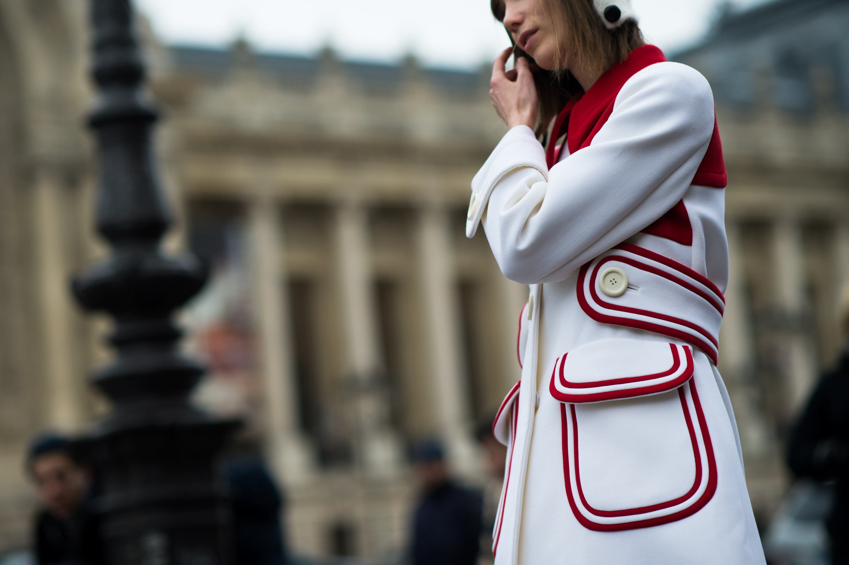 Russian woman wearing white coat