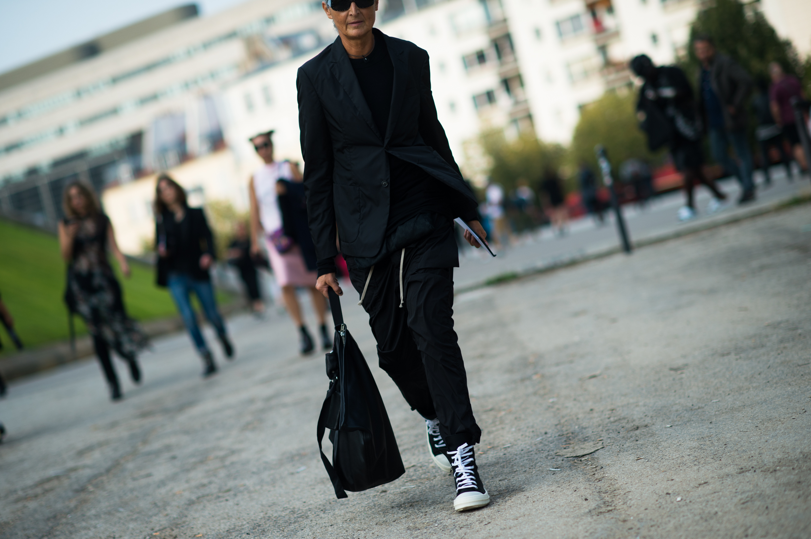 Woman wearing all Rick Ownes