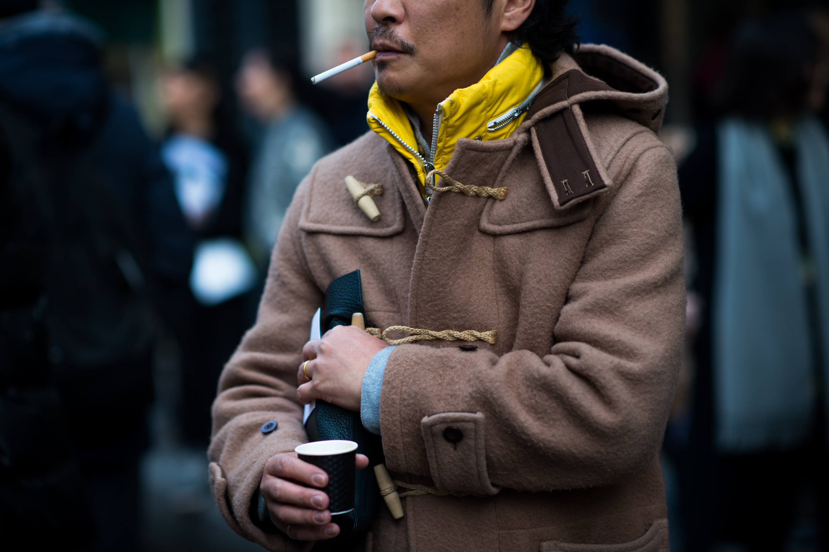 Japanese man wearing down collar