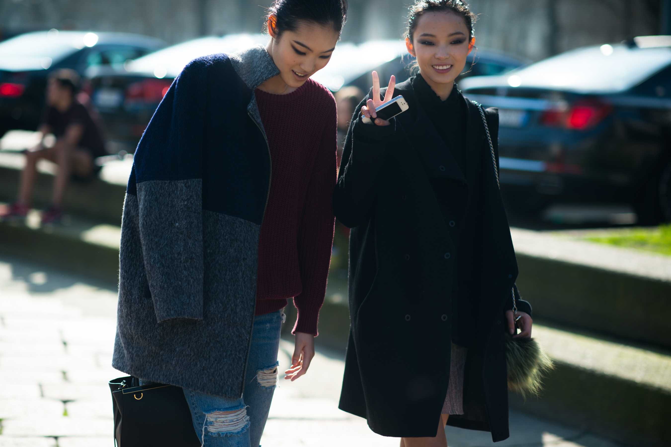 Japanese and Chinese models after fashion show