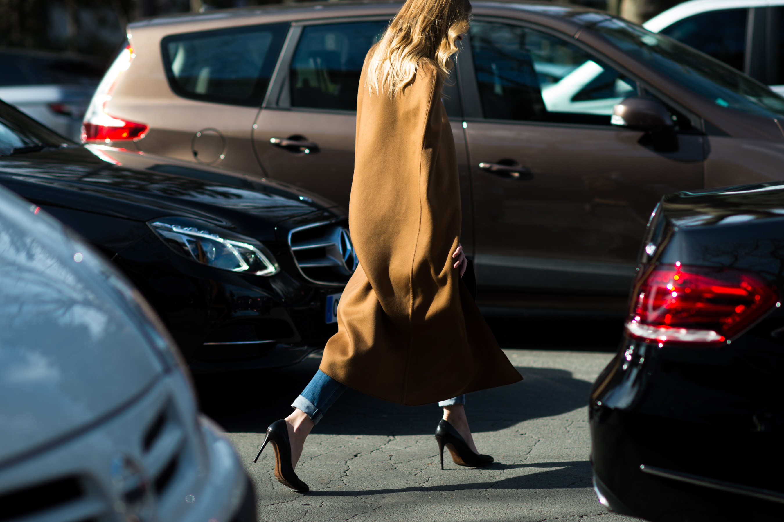 Russian blogger and editor crossing the street