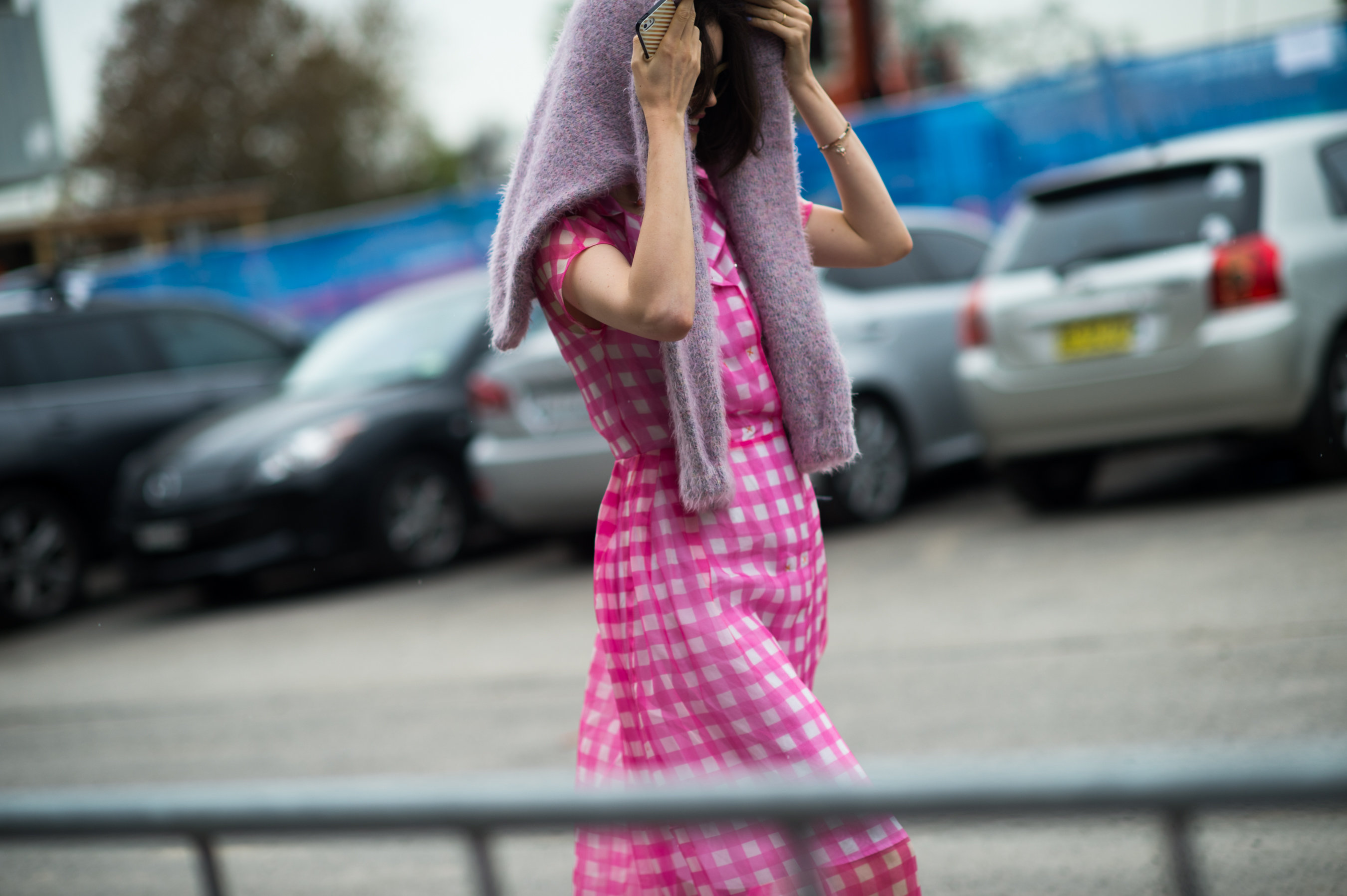 Australian girl wearing a pink ginham dress