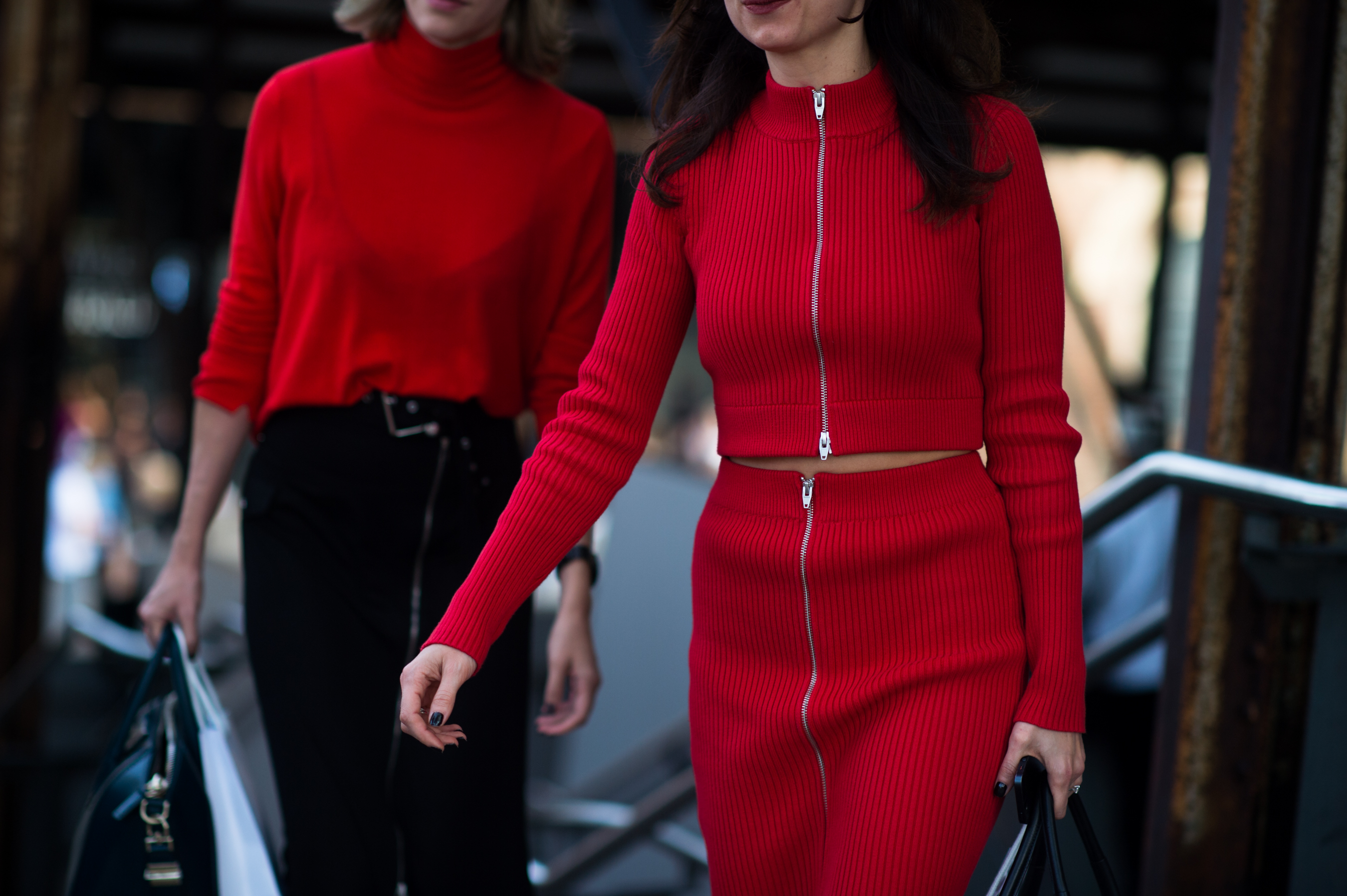 Two women wearing red in Australia