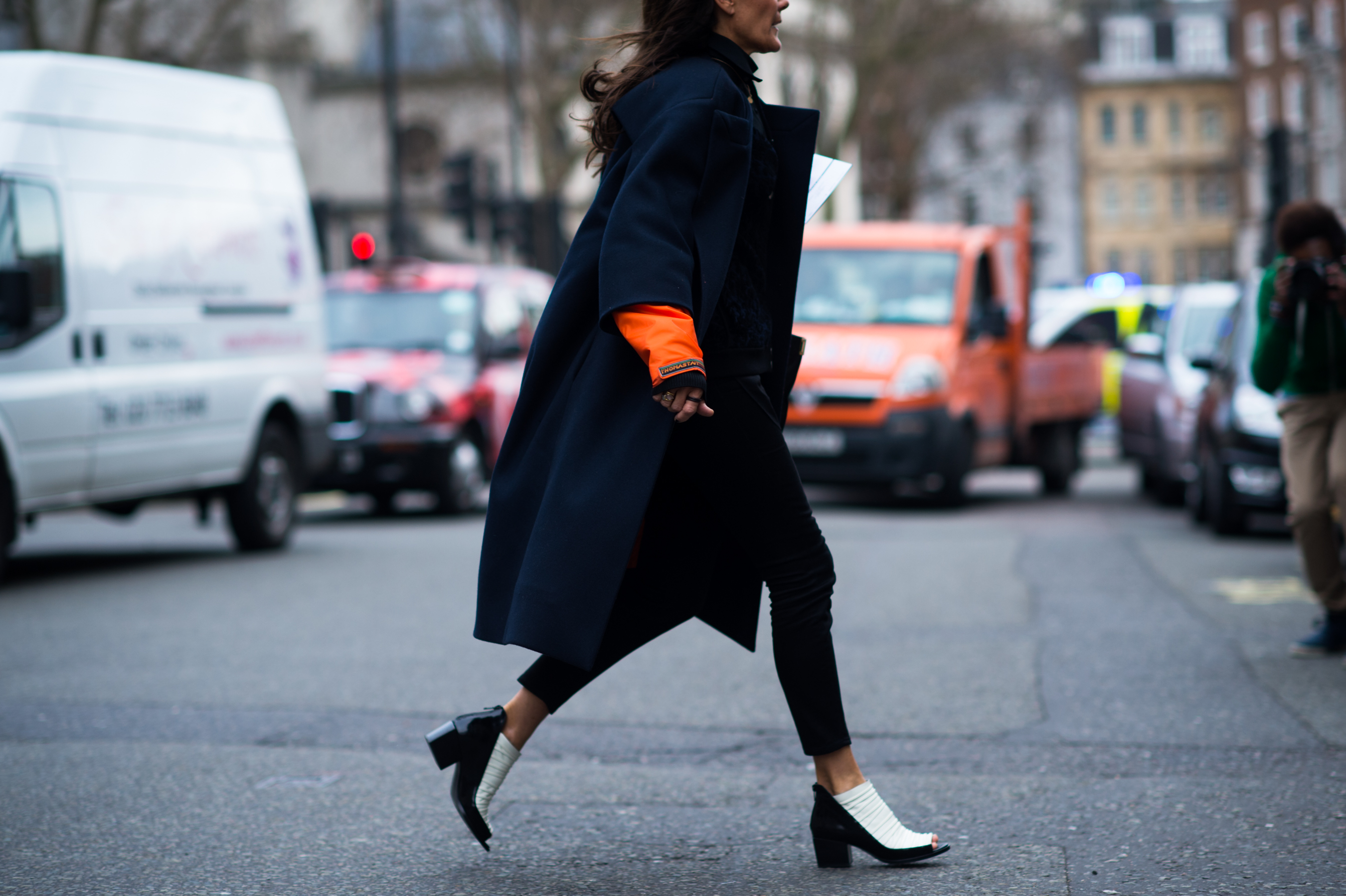 Woman wearing Thomas Tait parka