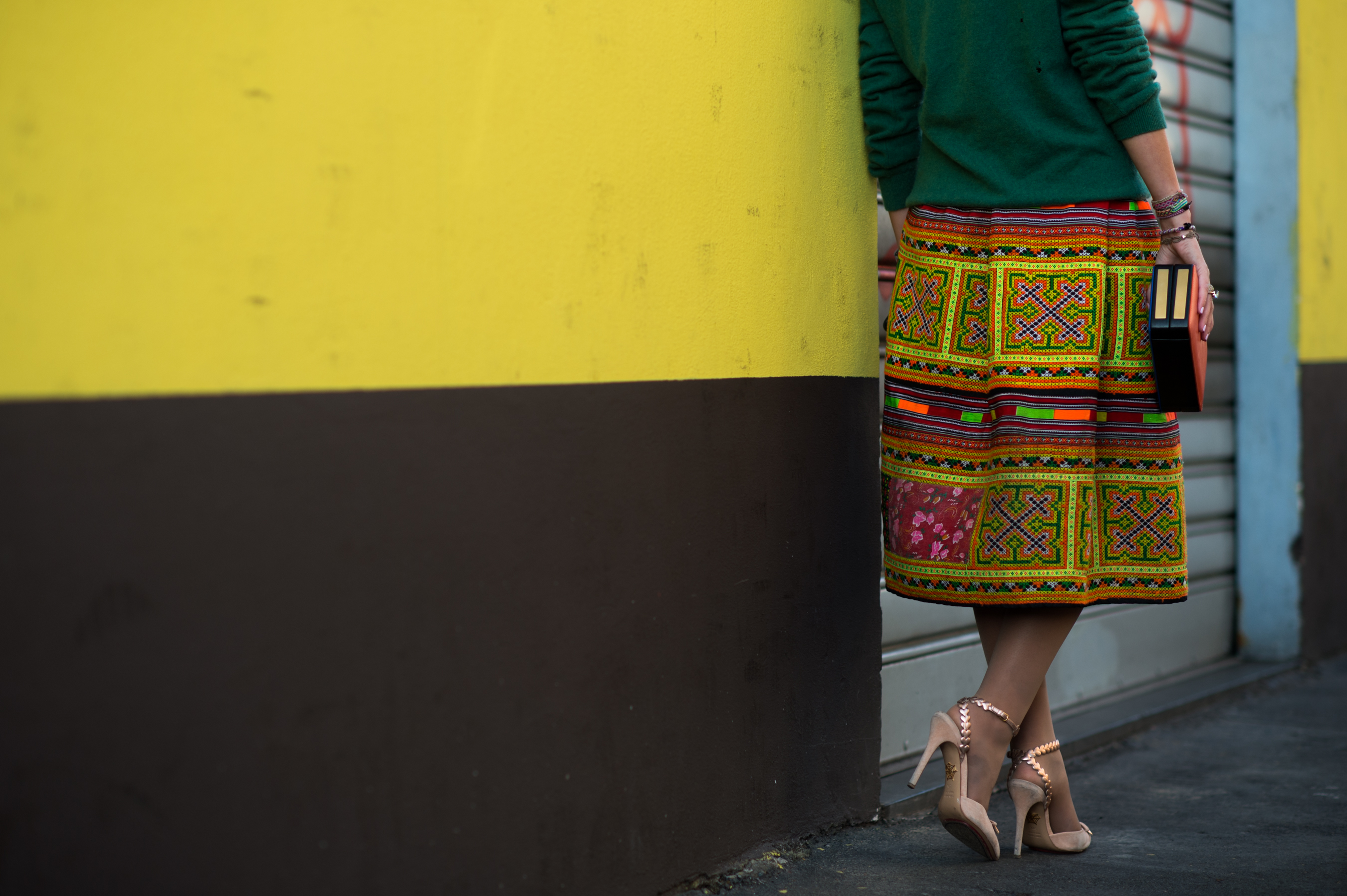 Tunisian woman in colourful skirt