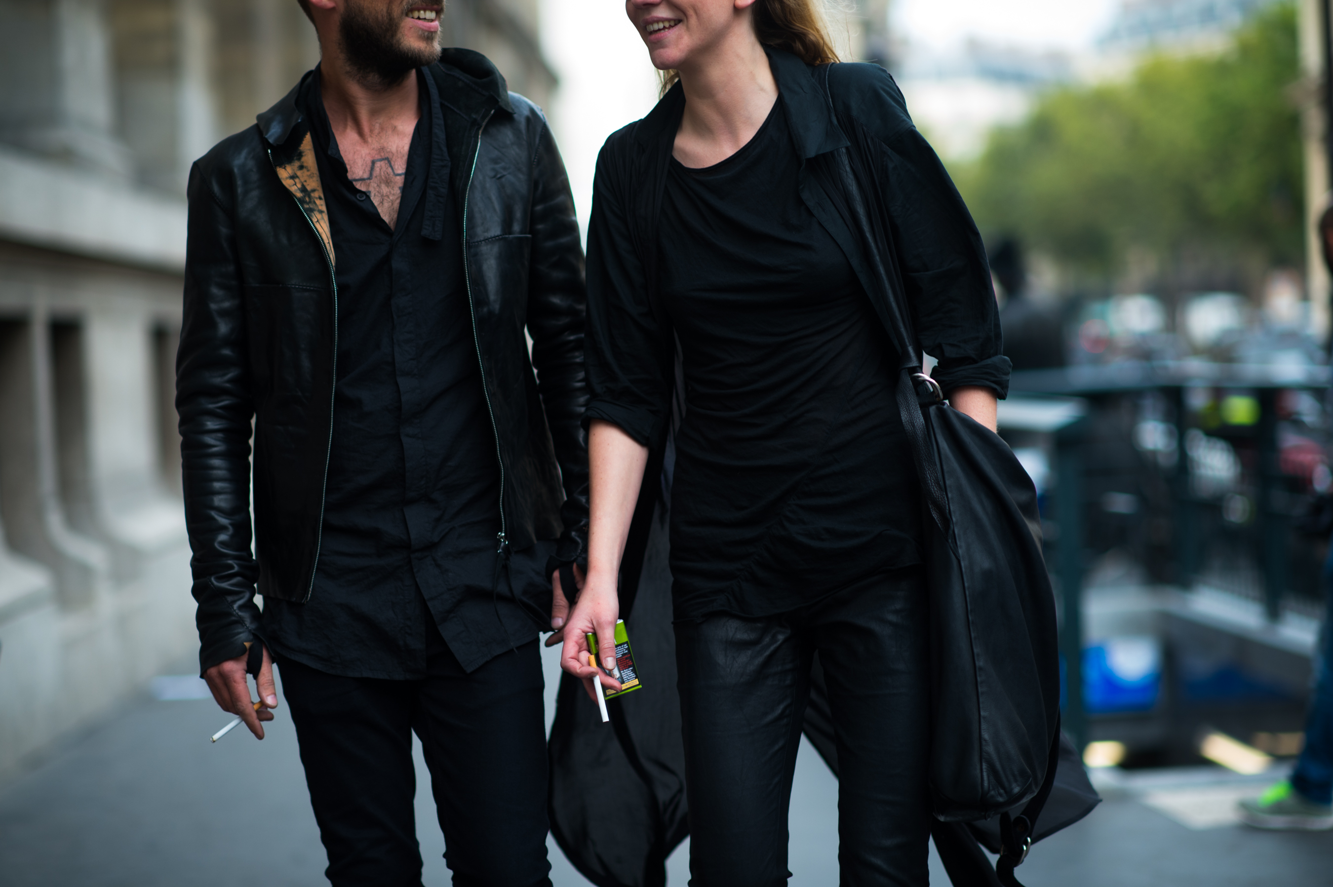 Two people wearing all black