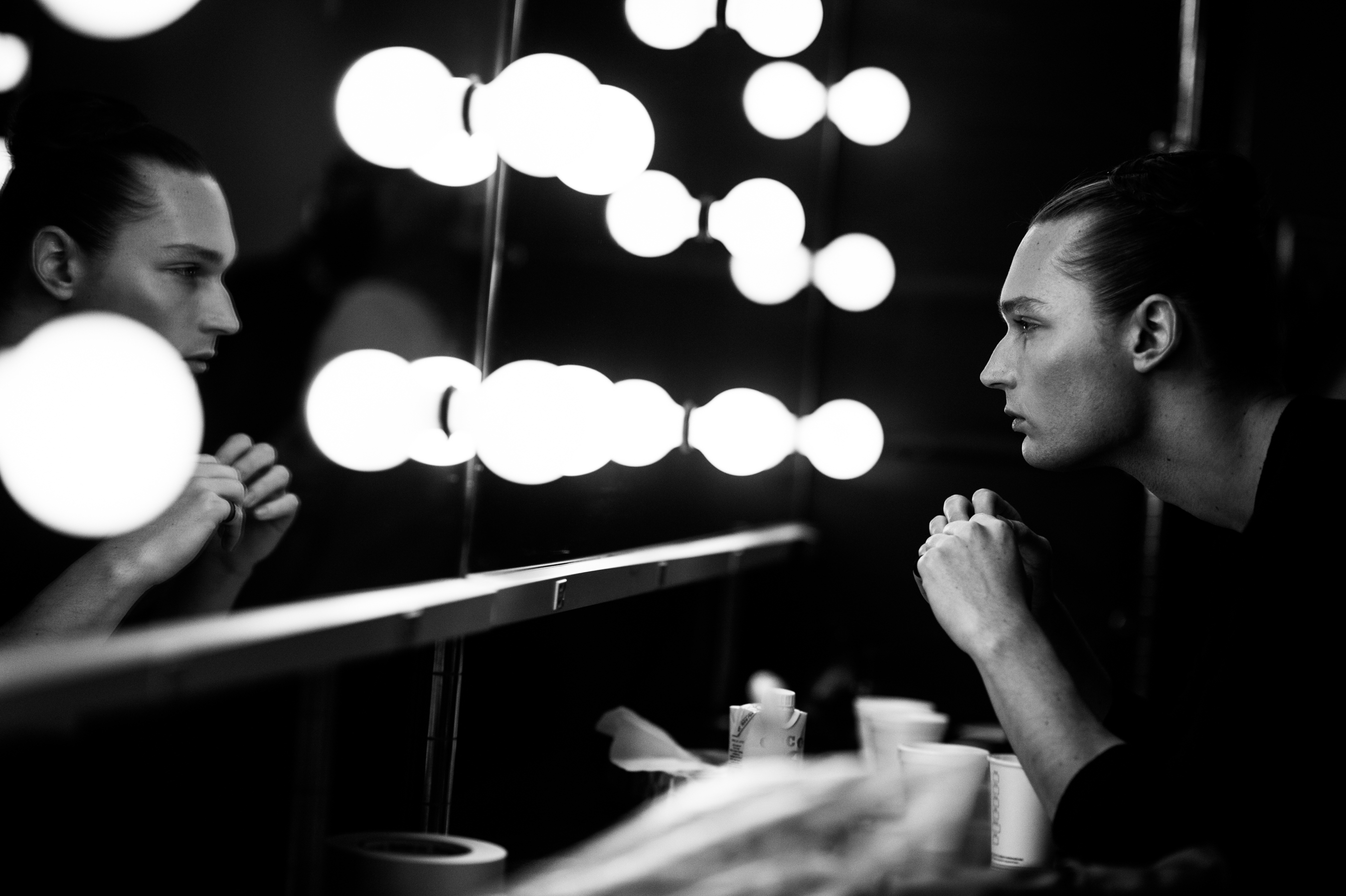 Male model Bobby Warden in makeup
