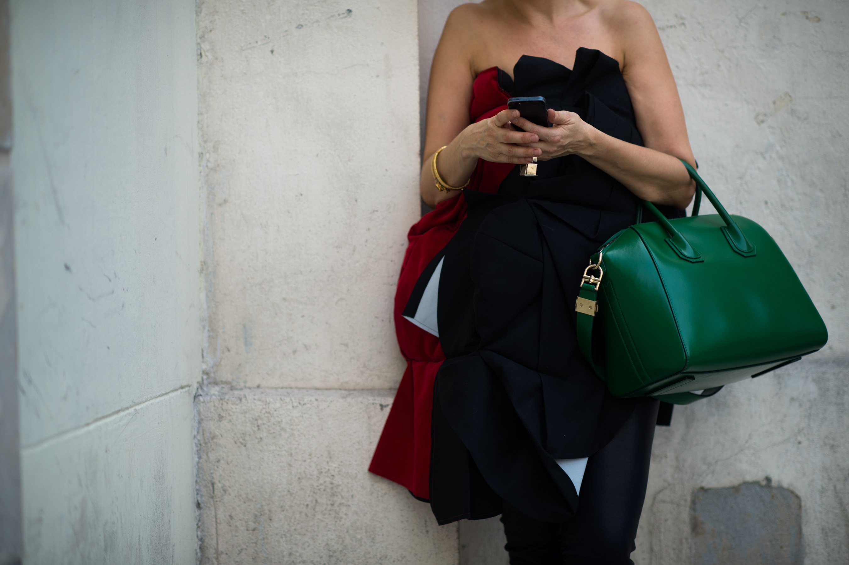 Woman with green Givenchy bag