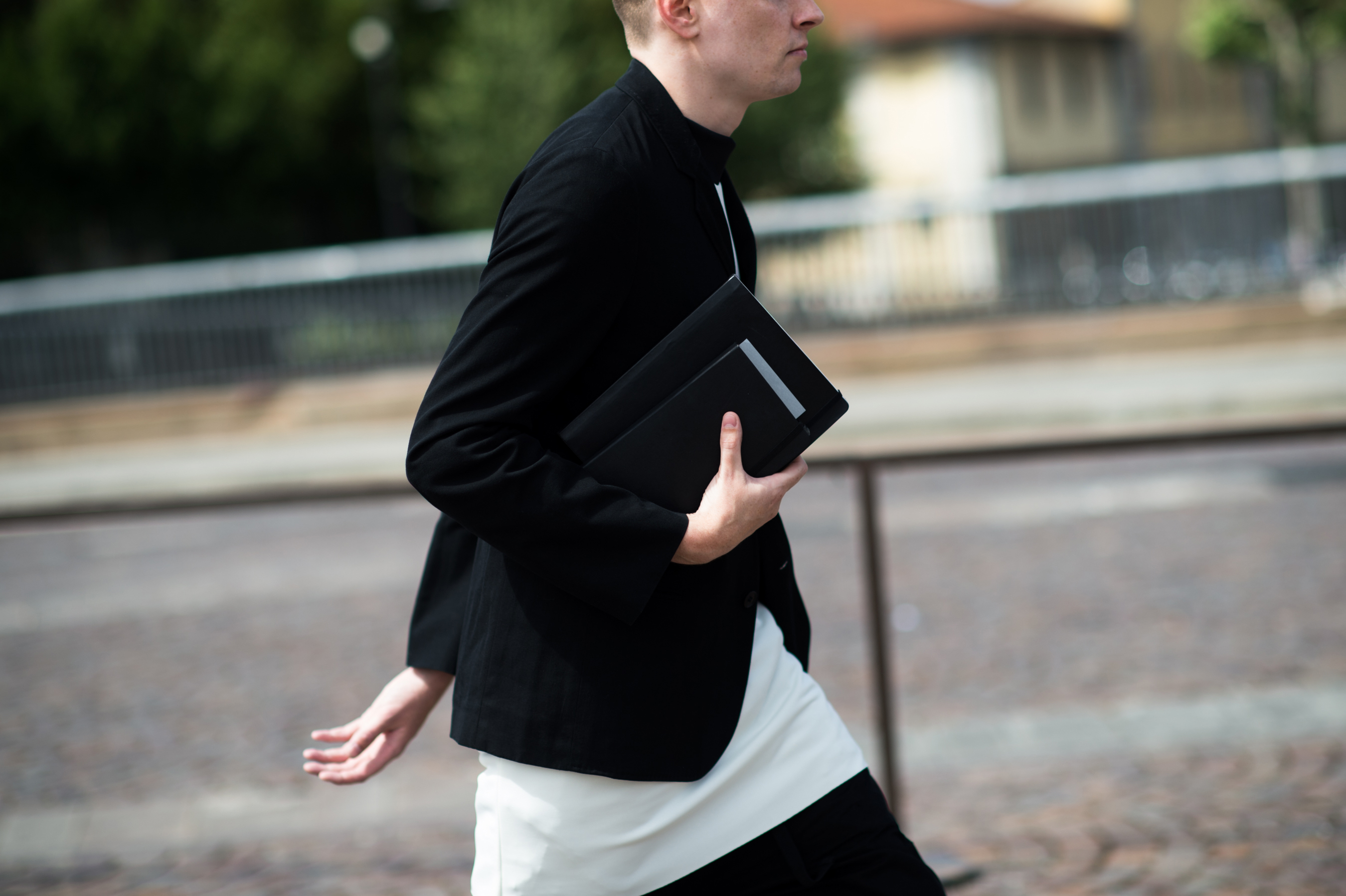 PR man wearing black and white
